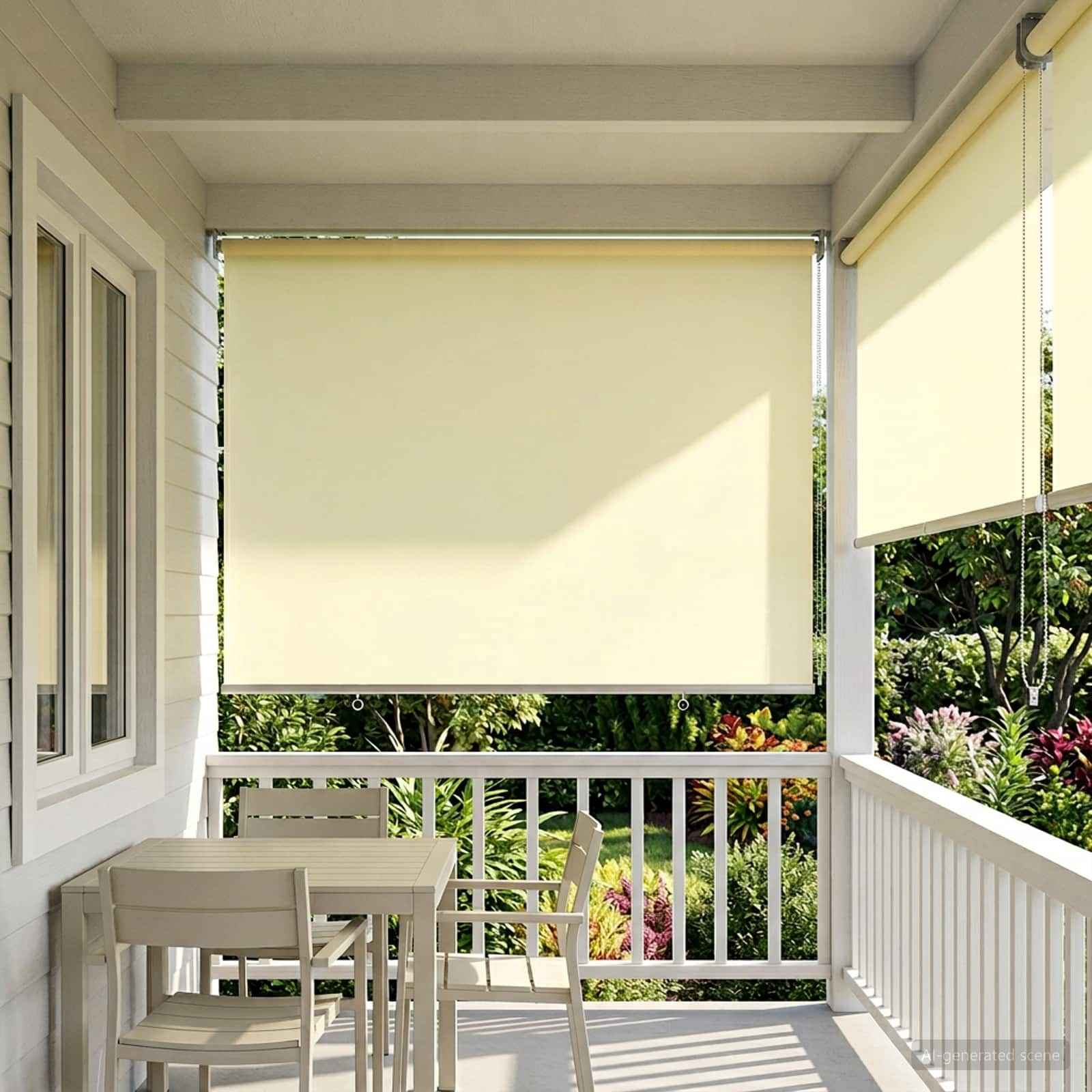 vidaXL Buitenrolgordijn UV-bescherming Crèmekleurig 60 x 140 cm