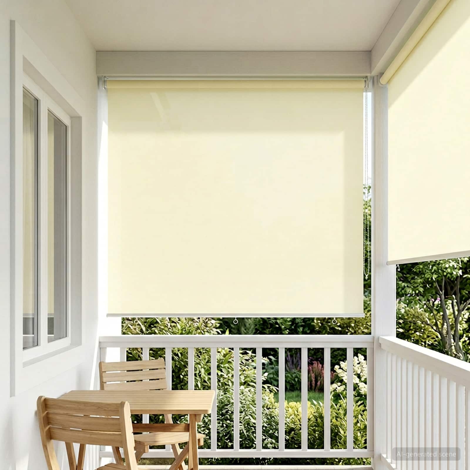 vidaXL Buitenrolgordijn UV-bescherming Crèmekleurig 60 x 140 cm