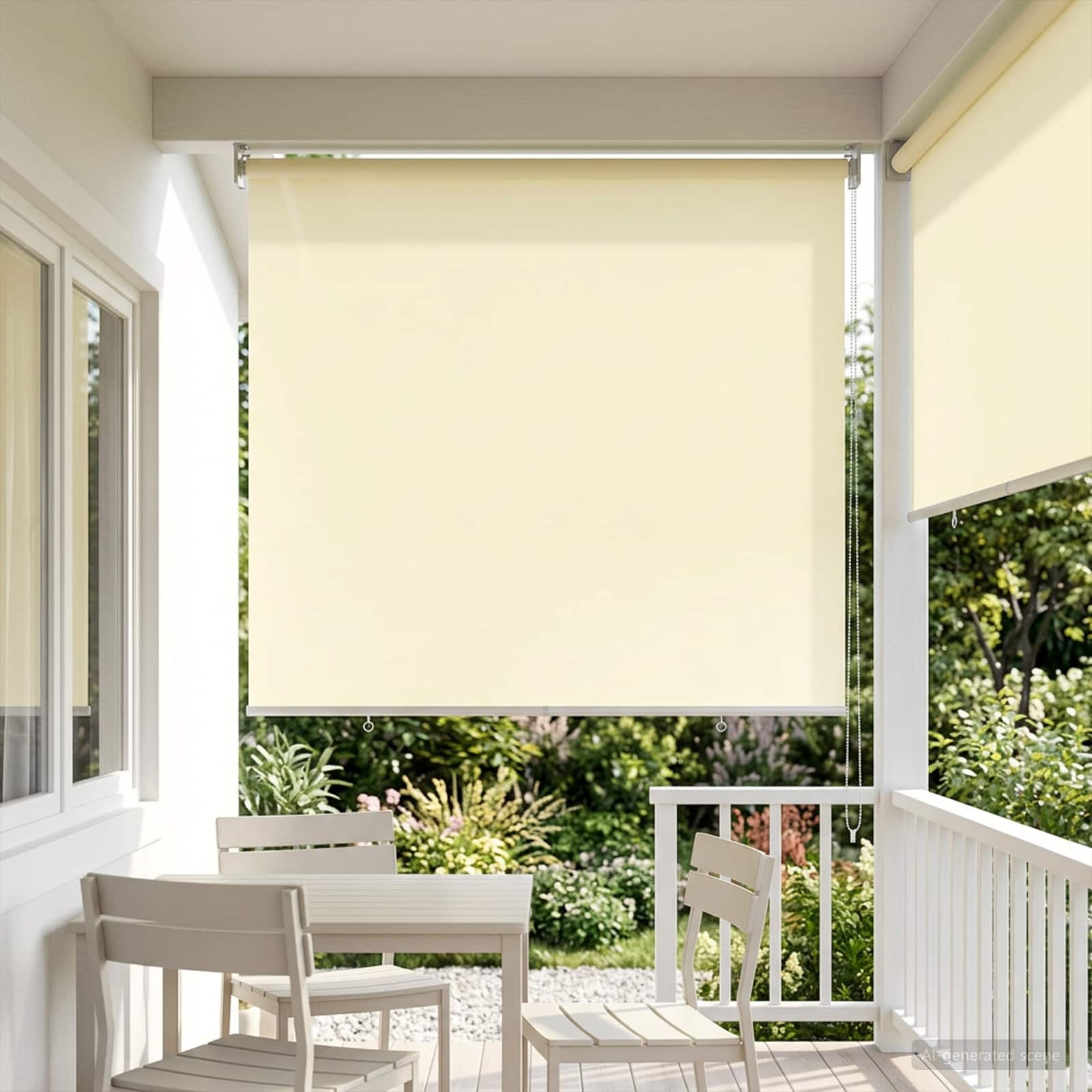 vidaXL Buitenrolgordijn UV-bescherming Crèmekleurig 60 x 140 cm