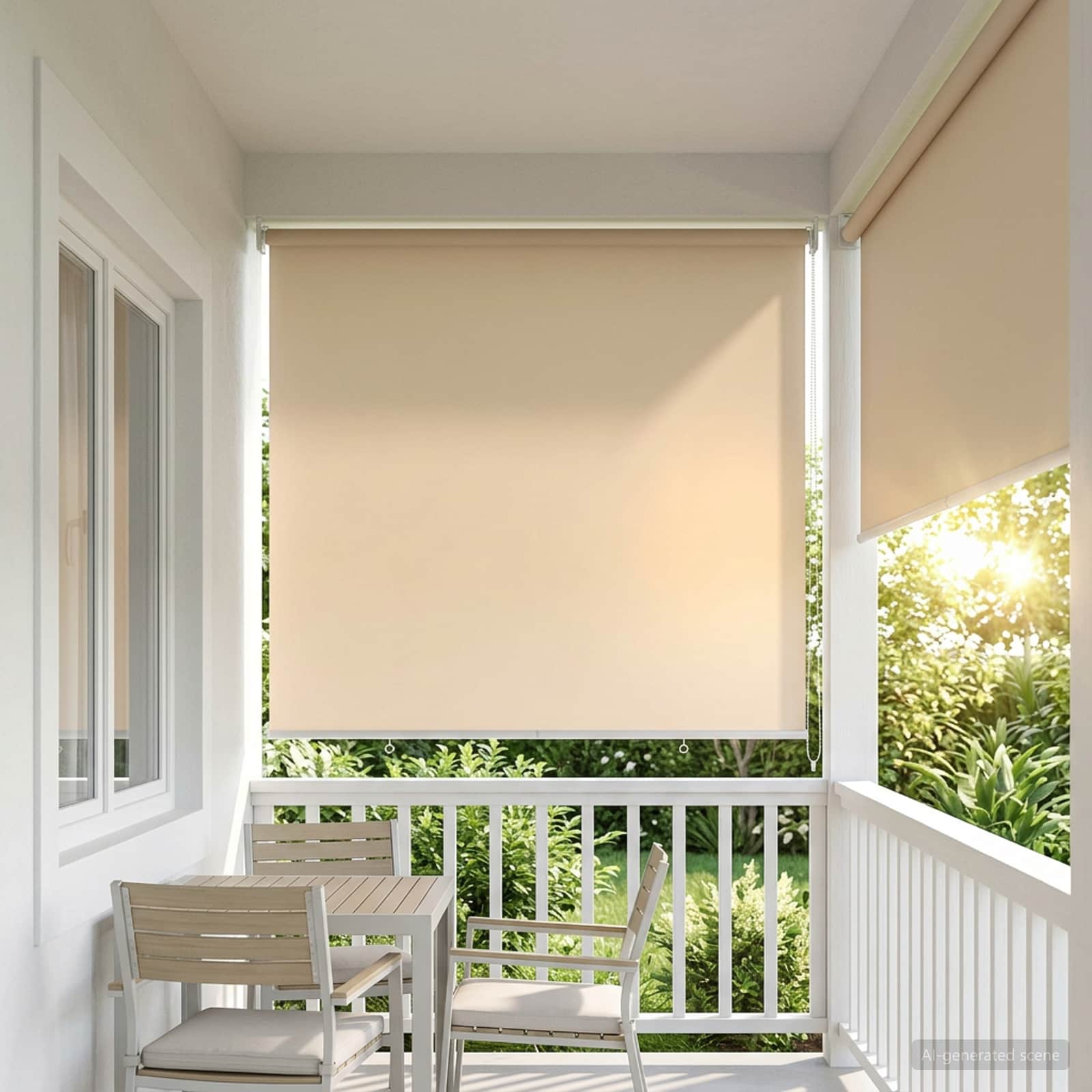 vidaXL Buitenrolgordijn UV-bescherming Crèmekleurig 60 x 140 cm