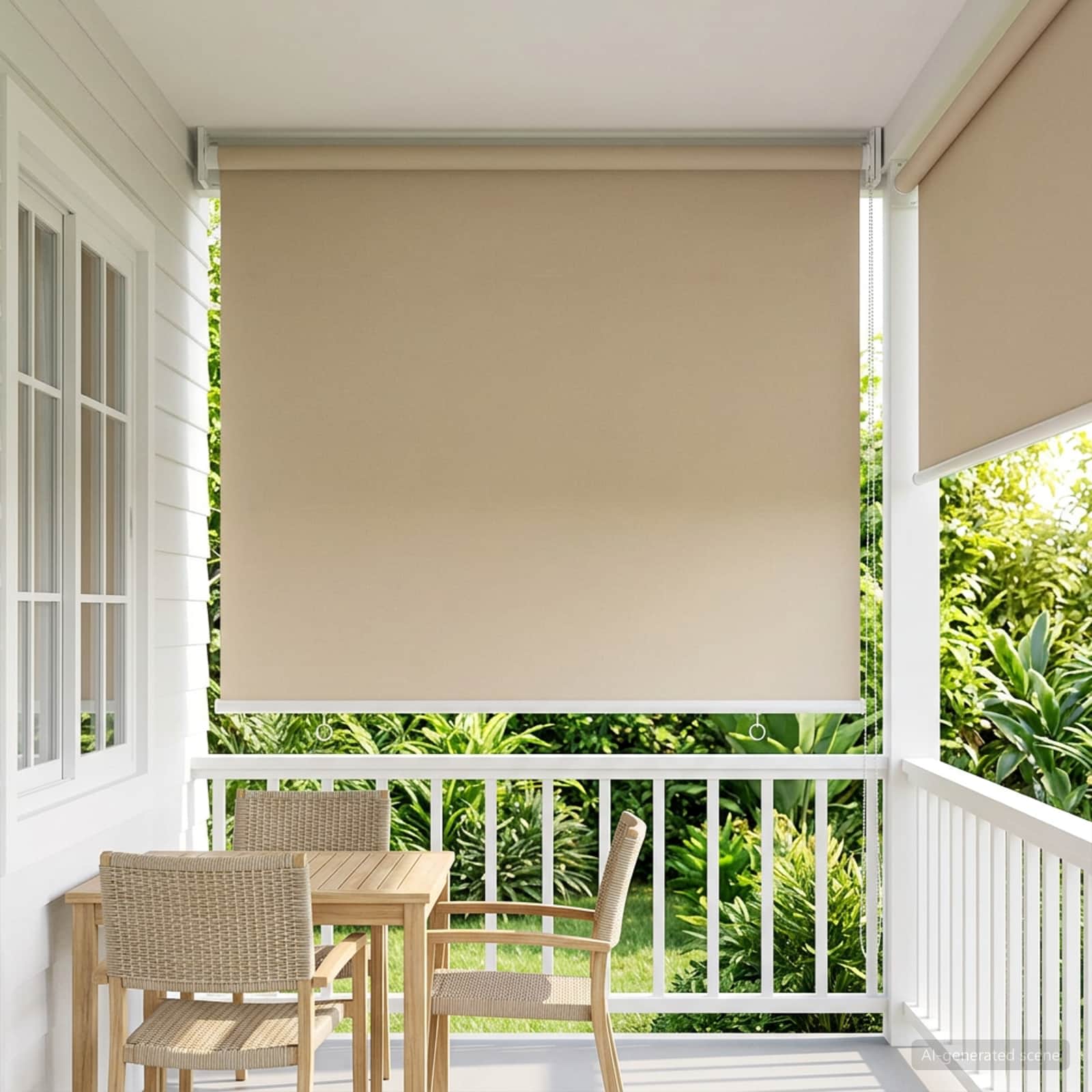 vidaXL Buitenrolgordijn UV-bescherming Crèmekleurig 60 x 140 cm