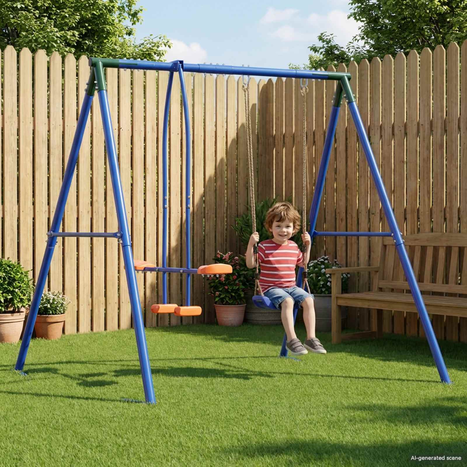 vidaXL Buiten Schommelframe met Glijbaan voor tot 3 kinderen