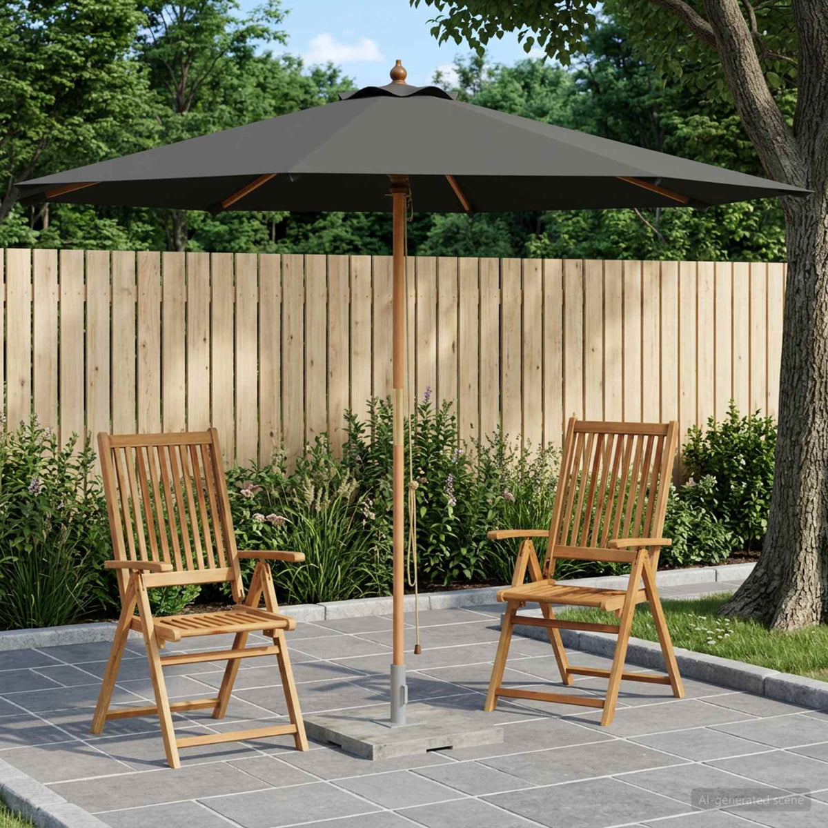 vidaXL Tuinparasol Ø 240 x 237 cm massief eucalyptushout Antraciet