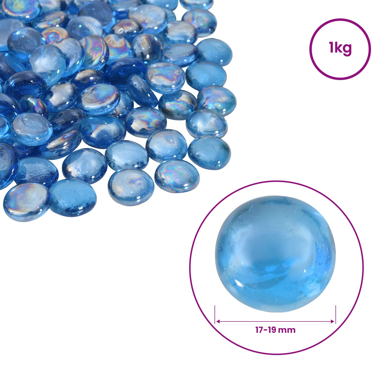 vidaXL Glasnugget 17-19 mm Licht kobaltblauw Glas