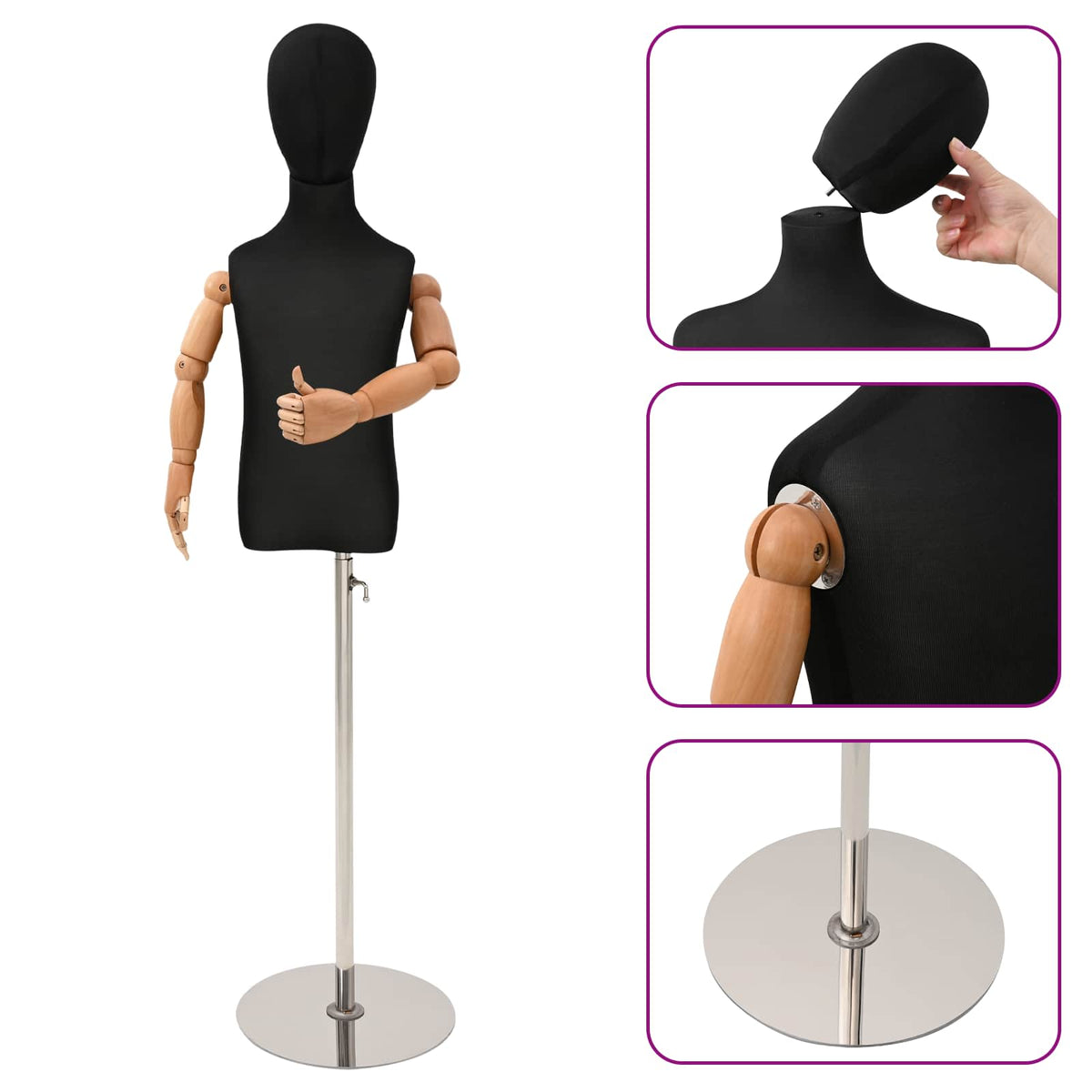 vidaXL Verstelbare 120-150 cm Mannequin met Basis Uniseks PP Wit