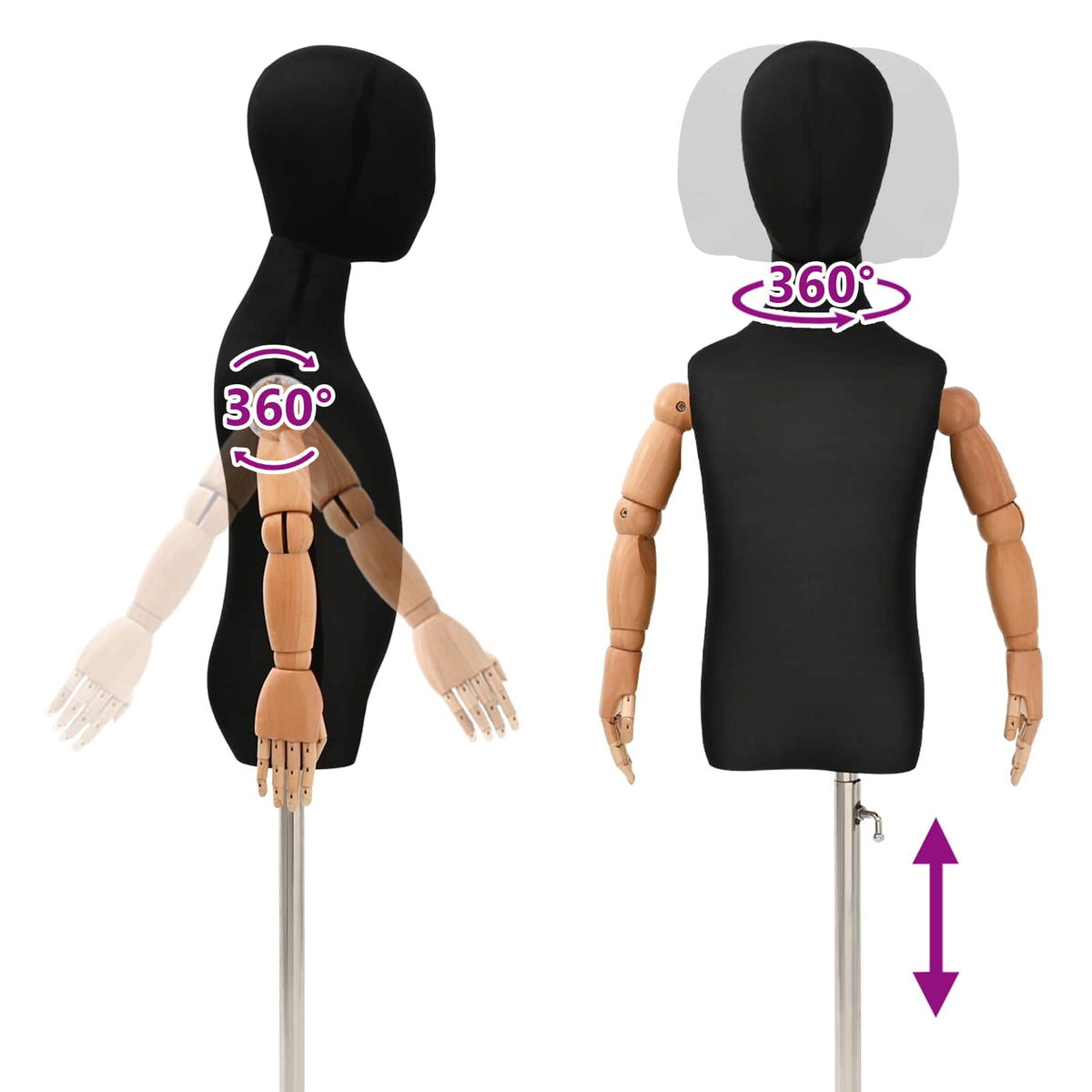 vidaXL Verstelbare 120-150 cm Mannequin met Basis Uniseks PP Wit