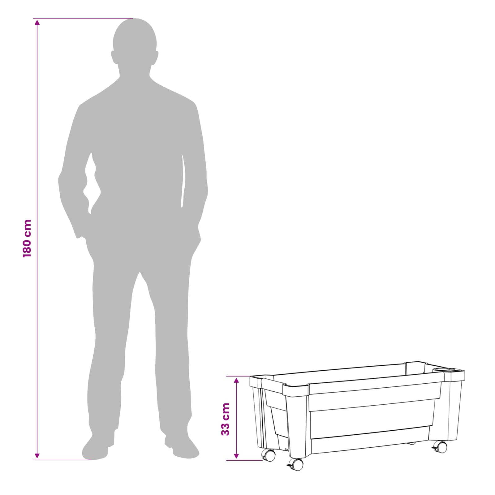 vidaXL Calypso plantenbak met wielen Wit 79 x 35 x 33 cm PP