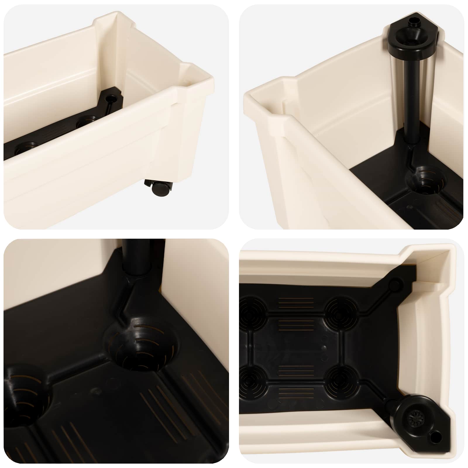 vidaXL Calypso plantenbak met wielen Wit 79 x 35 x 33 cm PP