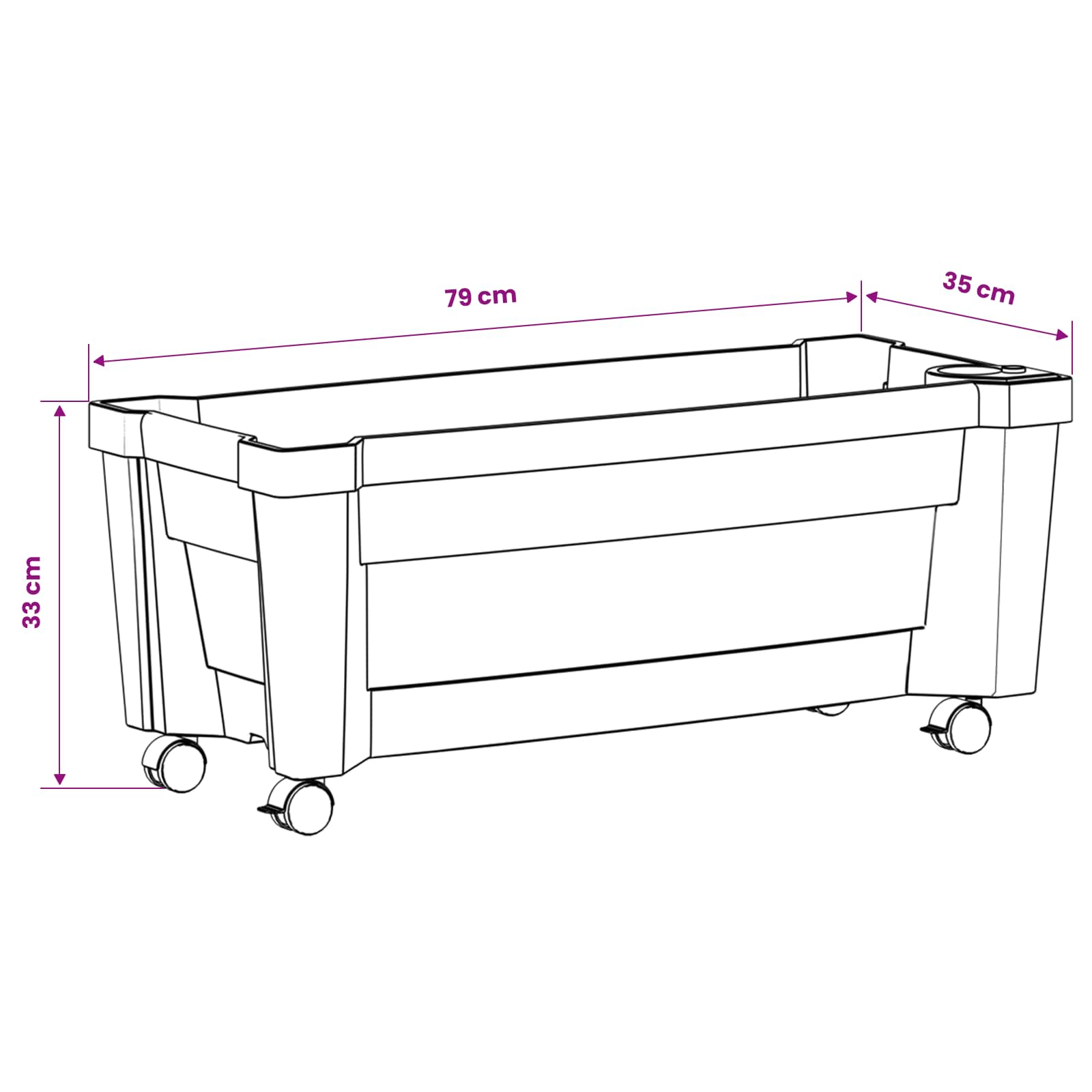 vidaXL Calypso plantenbak met wielen Wit 79 x 35 x 33 cm PP