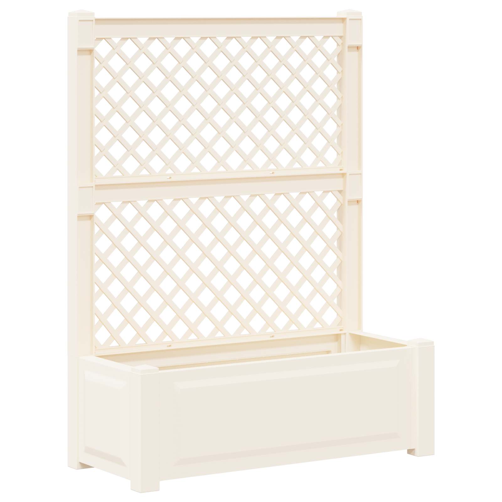 vidaXL Grote plantenbak met trellis Wit 99,5 x 43 x 133,5 cm PP
