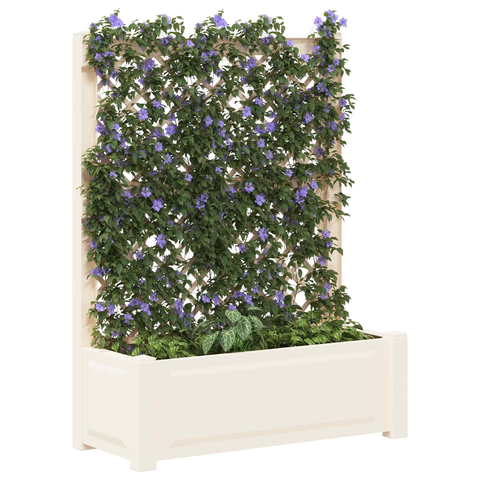 vidaXL Grote plantenbak met trellis Wit 99,5 x 43 x 133,5 cm PP