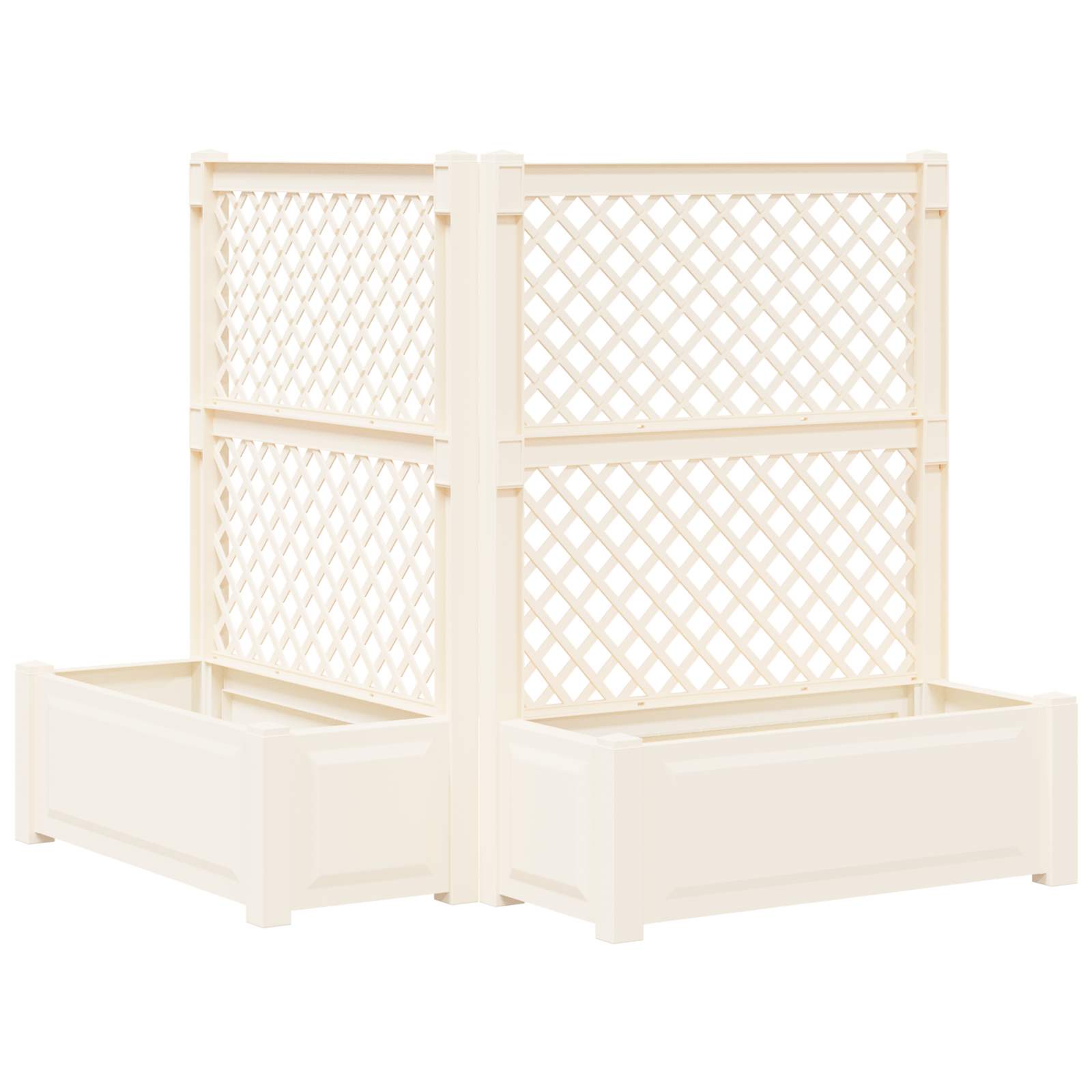 vidaXL Grote plantenbak met trellis Wit 99,5 x 43 x 133,5 cm PP