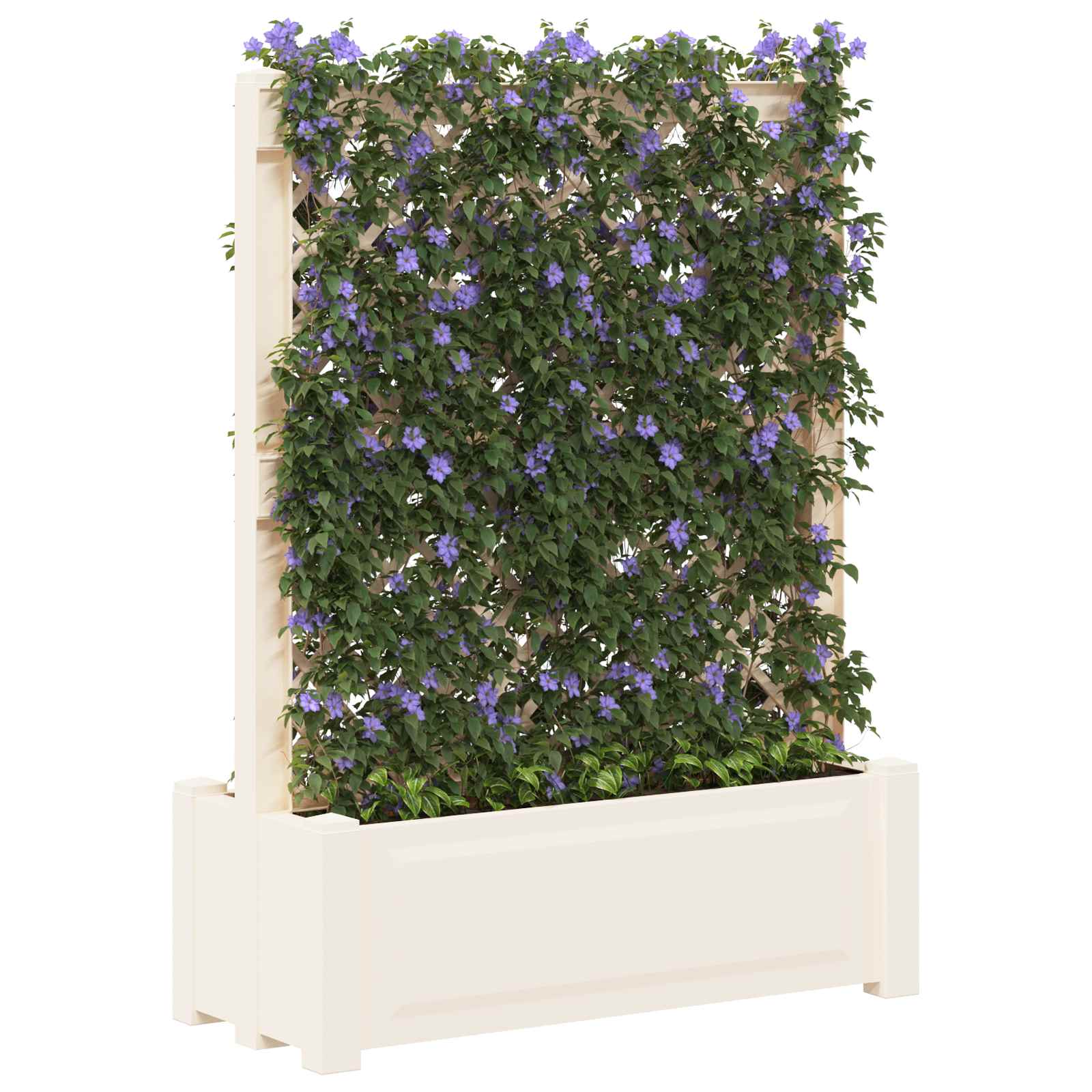 vidaXL Grote planter met trellis Wit 99,5 x 43 x 133,5 PP