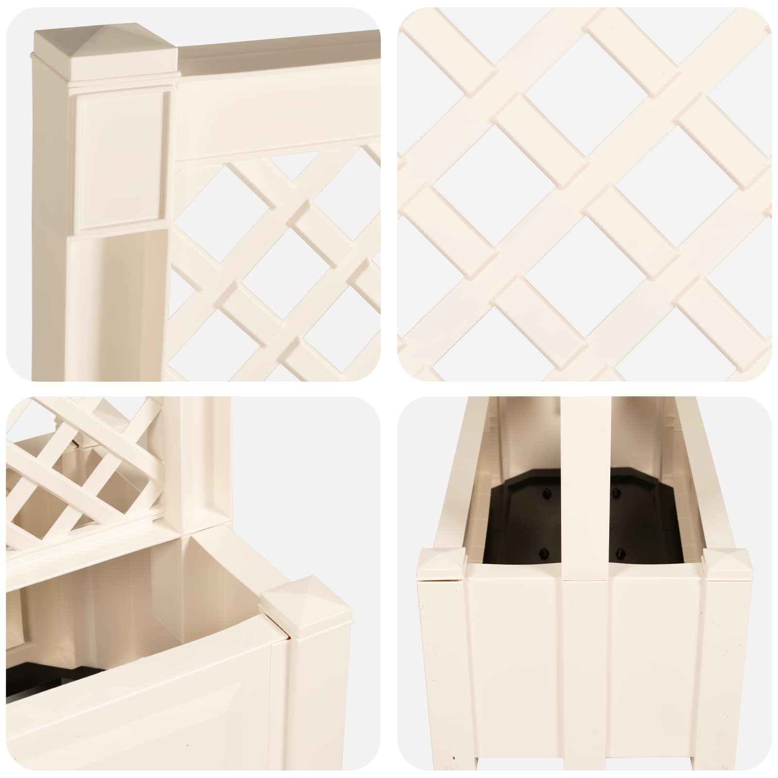 vidaXL Grote planter met trellis Wit 99,5 x 43 x 133,5 PP