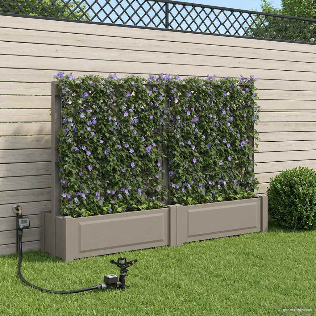 vidaXL Grote planter met trellis Wit 99,5 x 43 x 133,5 PP