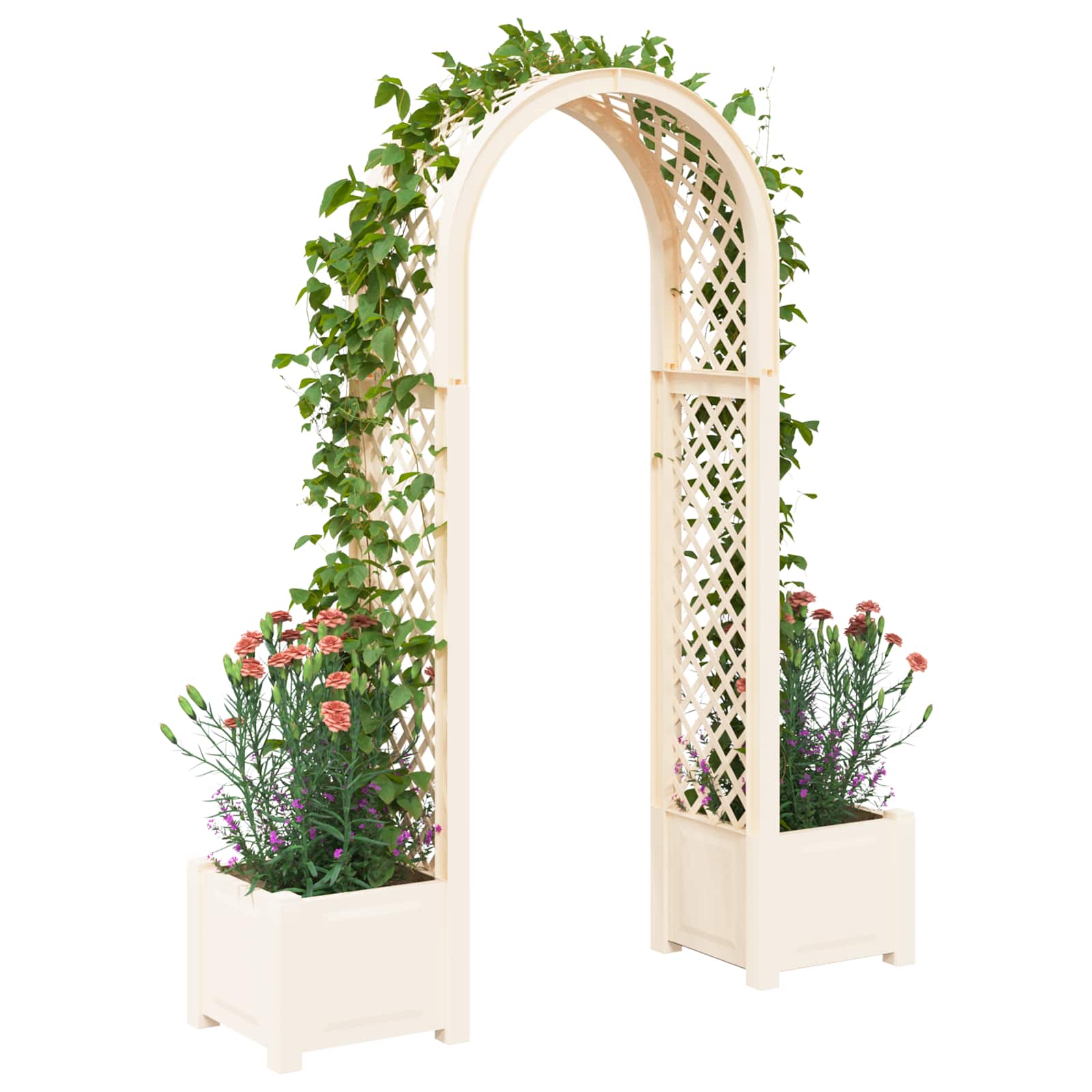 vidaXL Rozenboog met planter Wit 168,5 x 43 x 207 cm PP