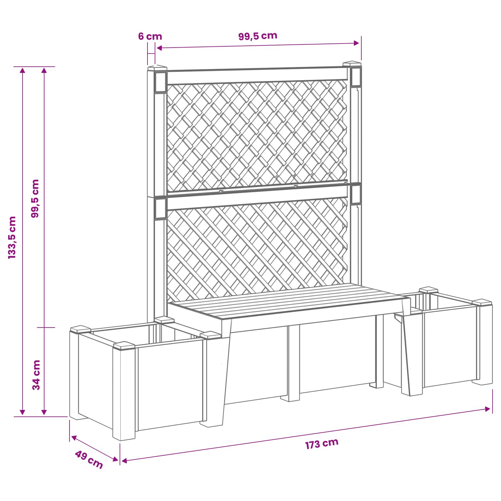 vidaXL Tuinstoel Kopenhagen Wit 173 x 49 x 135,5 cm PP