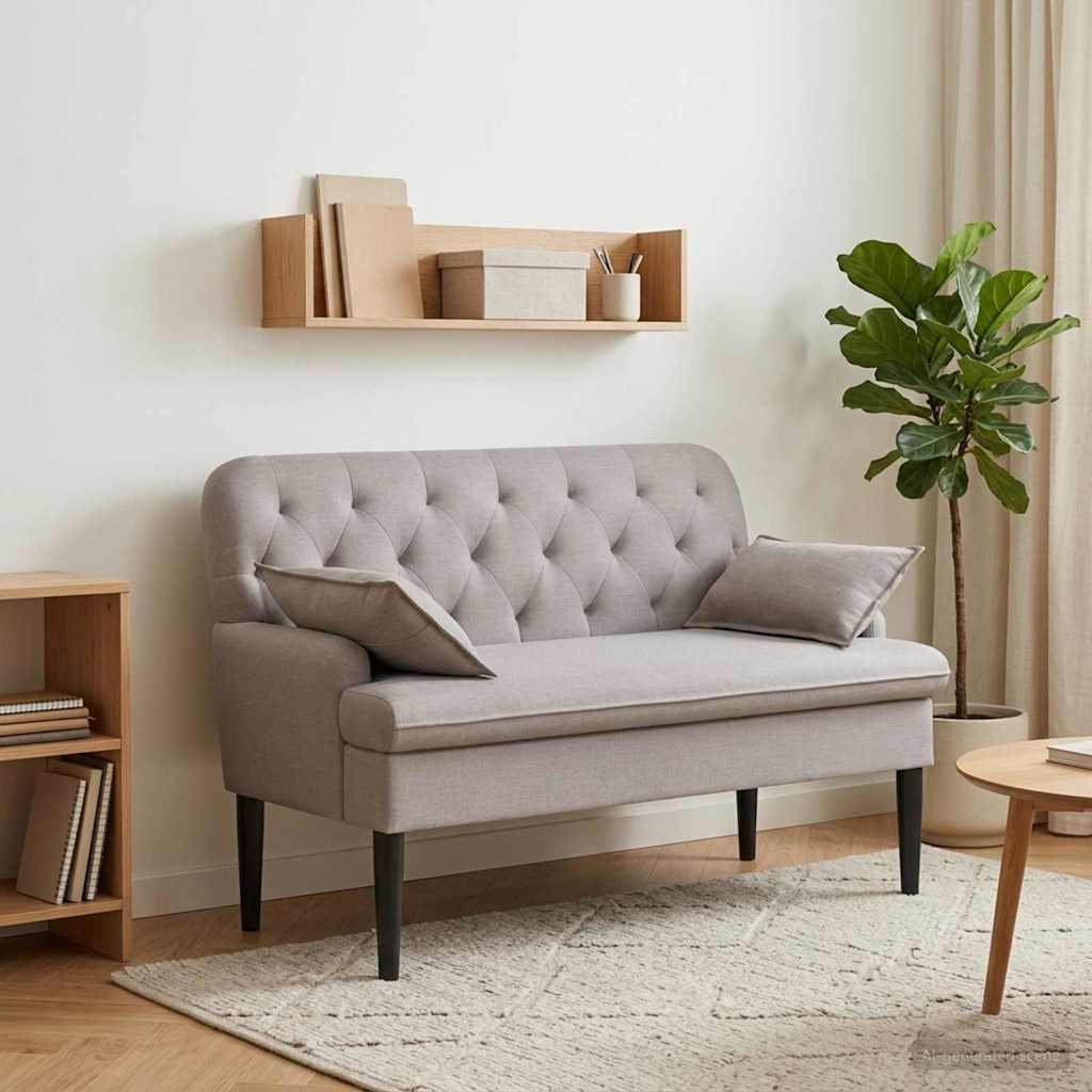 vidaXL Loungebank met knopencomfort Lichtgrijs 111 x 68 x 80 cm Stof