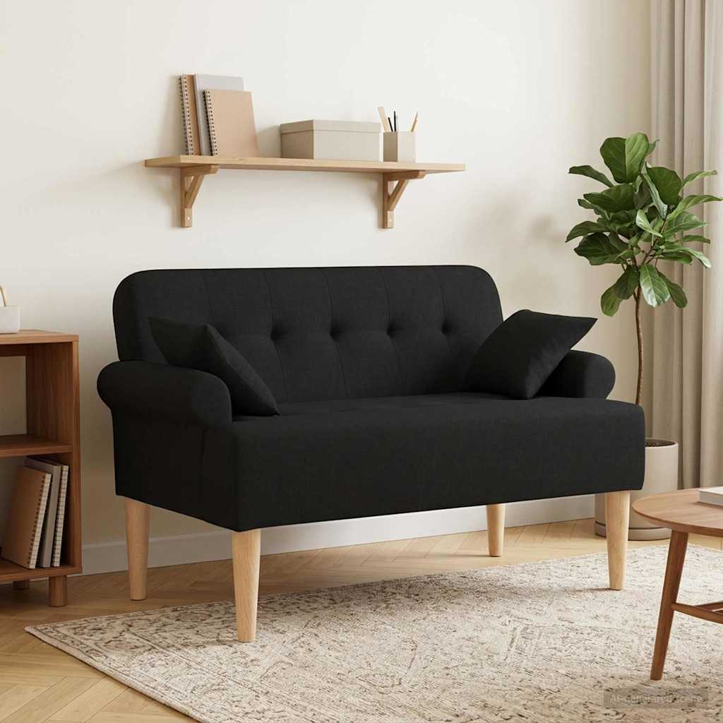 vidaXL Loungebank met knopencomfort Zwart 120 x 65 x 79 cm Stof