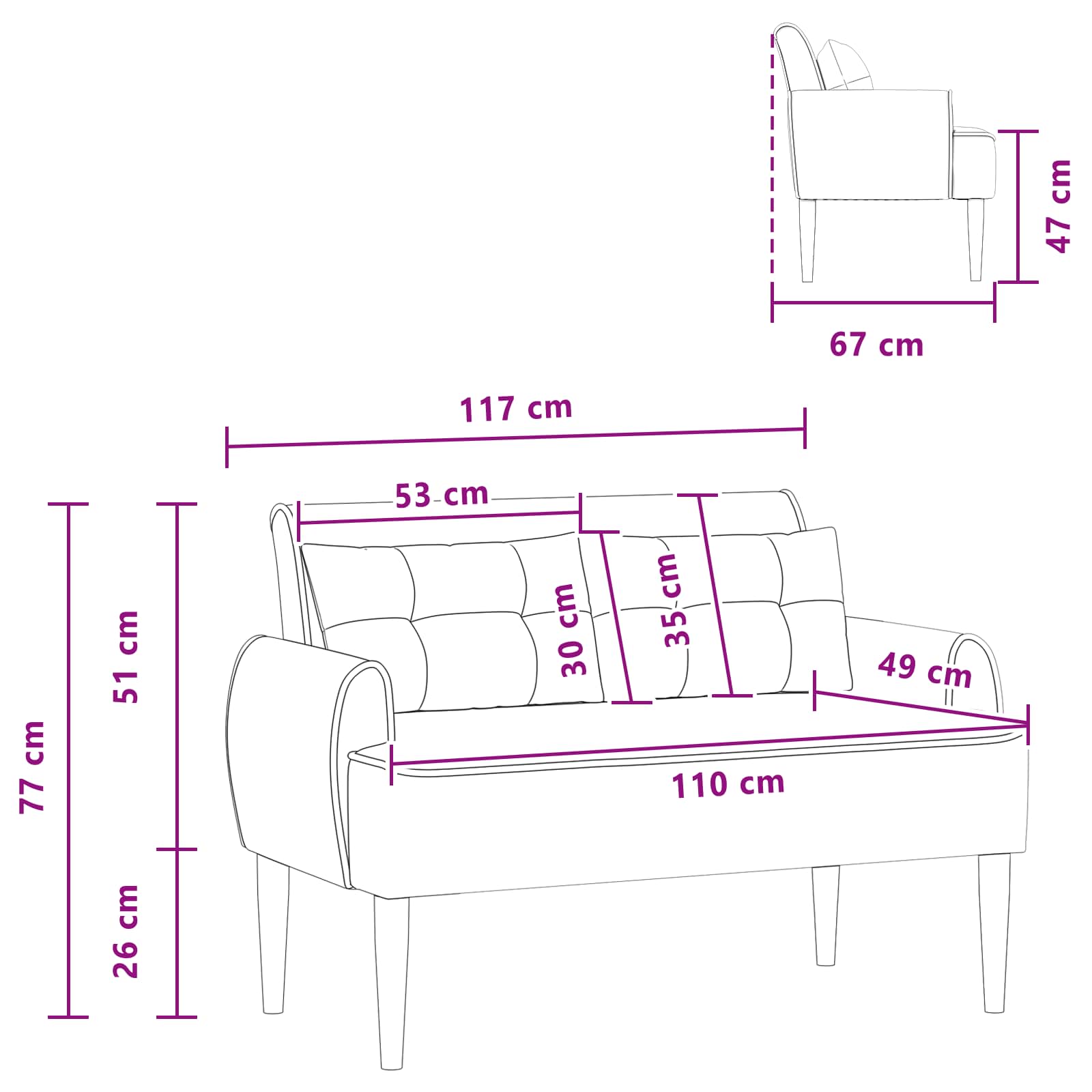 vidaXL Loungebank met knopencomfort Crèmekleurig 117 x 67 x 77 cm