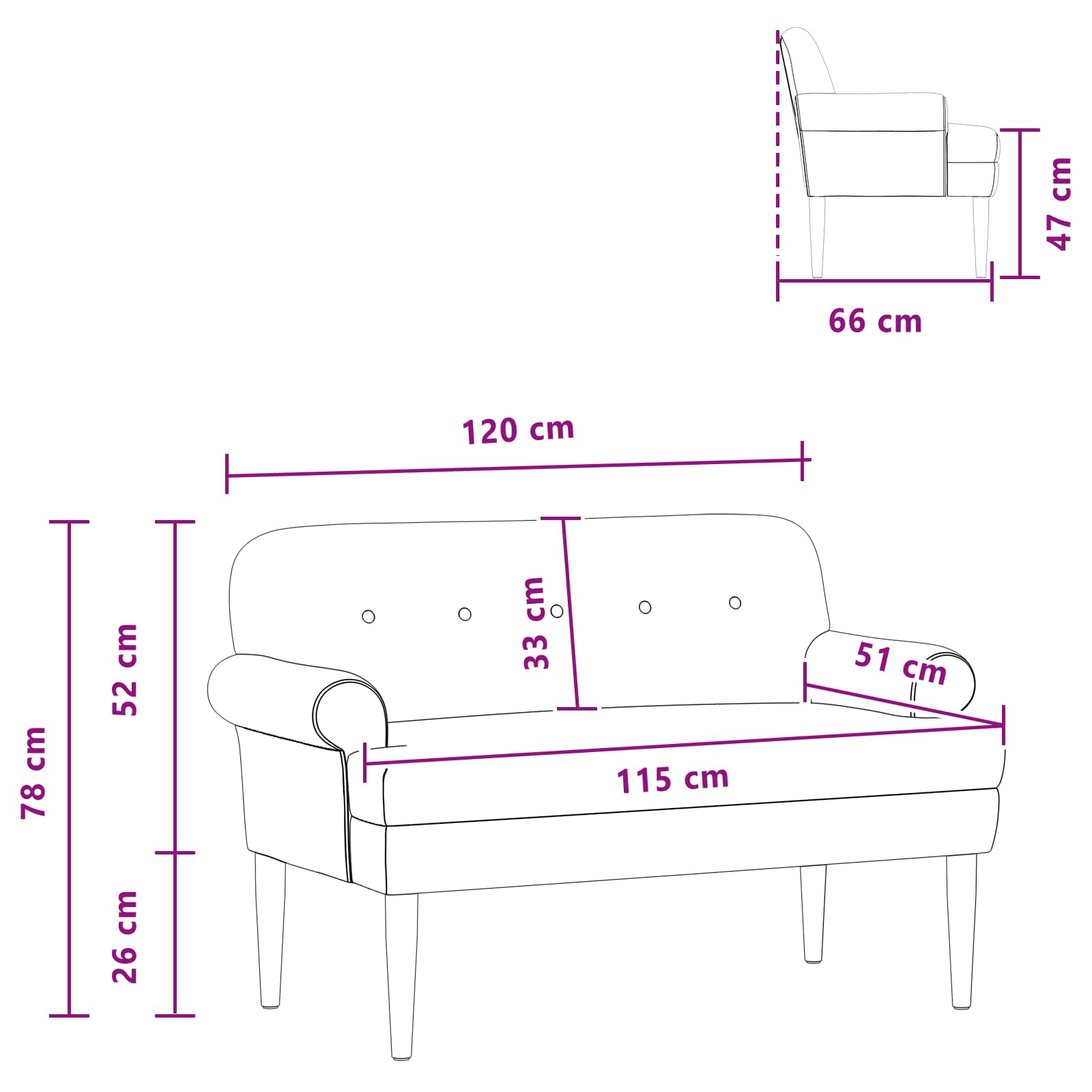 vidaXL Loungebank met knopencomfort Lichtgrijs 120 x 66 x 78 cm