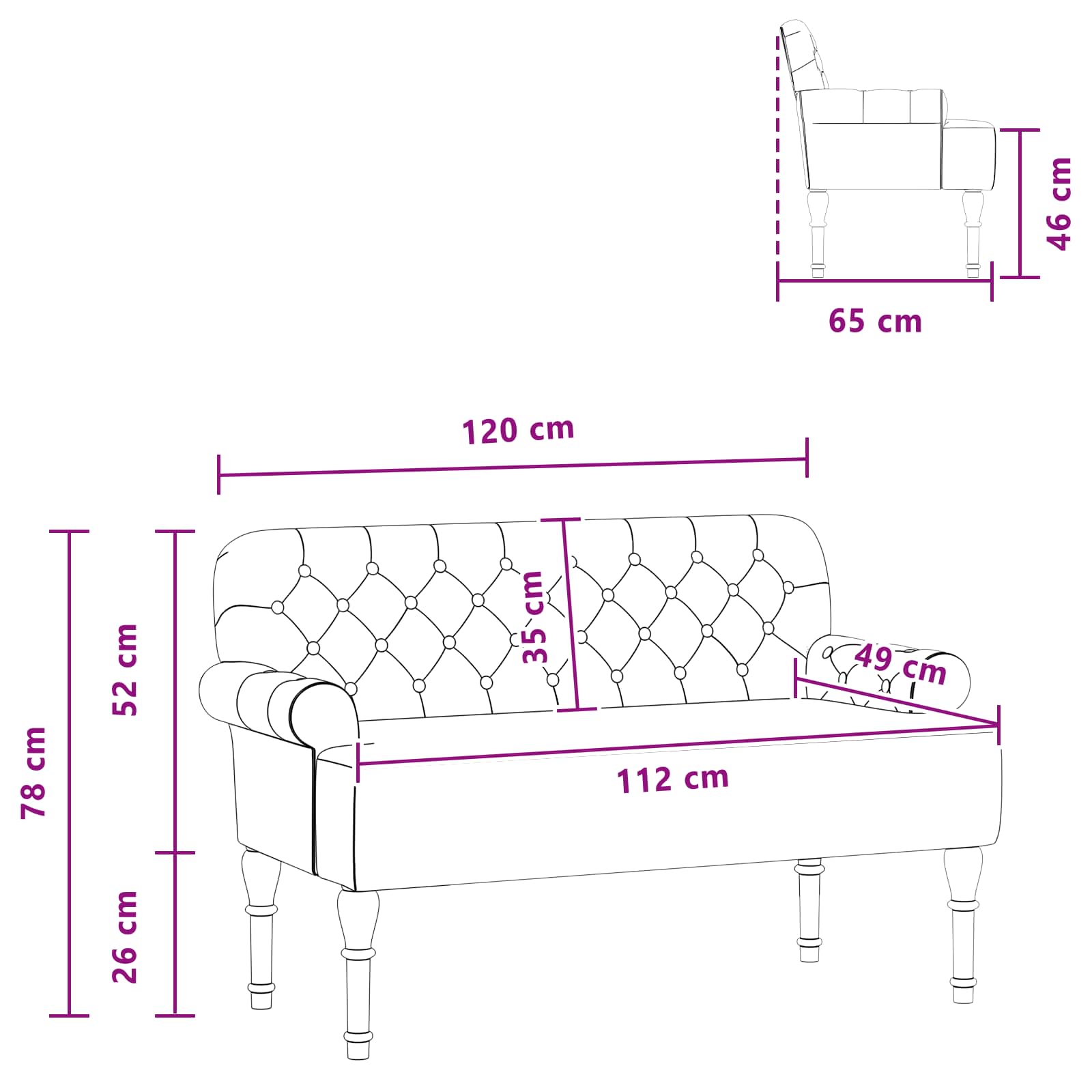 vidaXL Loungebank met knopencomfort Bruin 120 x 65 x 78 cm
