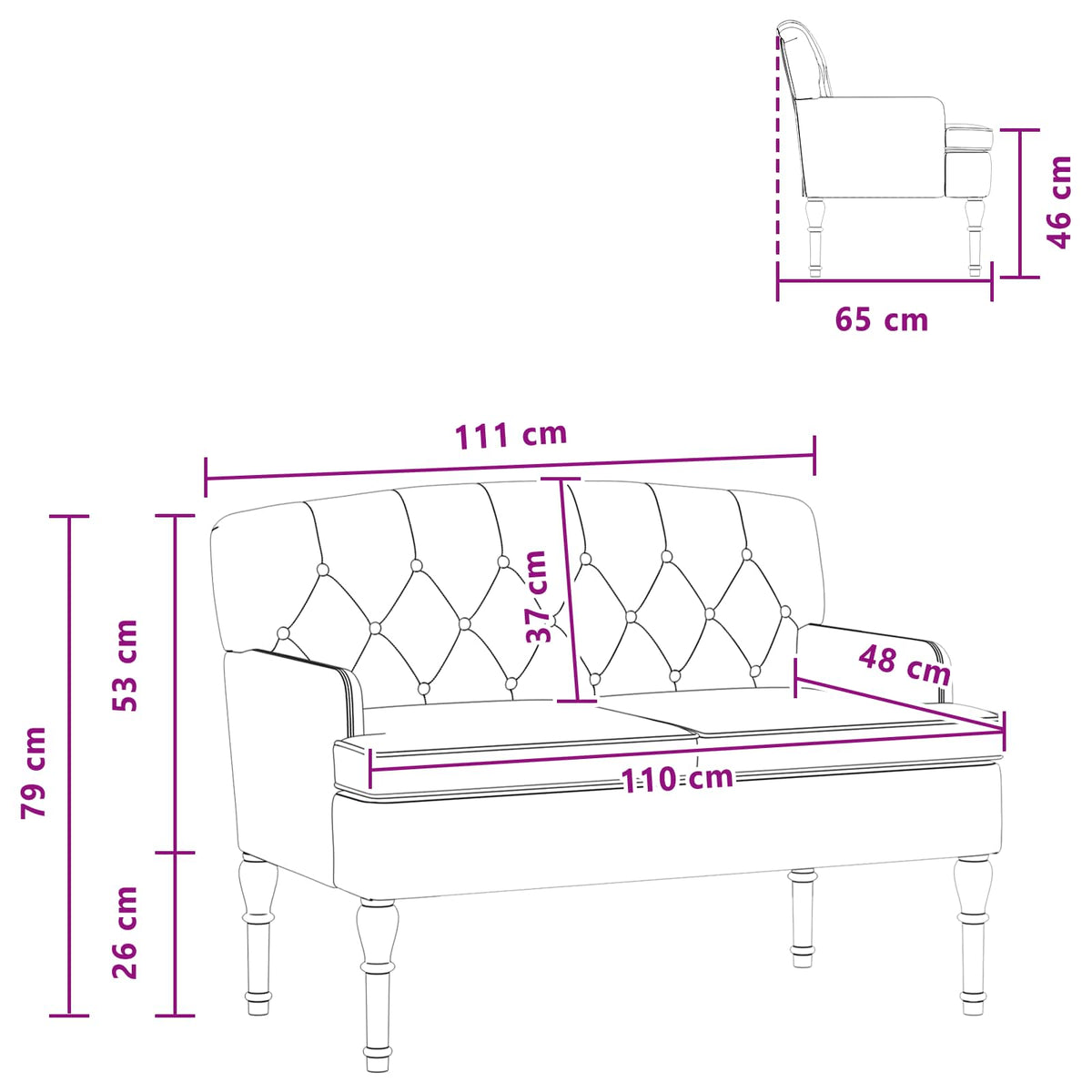 vidaXL Loungebank met knopencomfort Lichtgrijs 111 x 65 x 79 cm