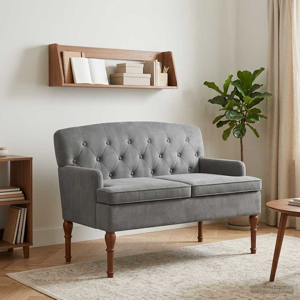 vidaXL Loungebank met knopencomfort Lichtgrijs 111 x 65 x 79 cm