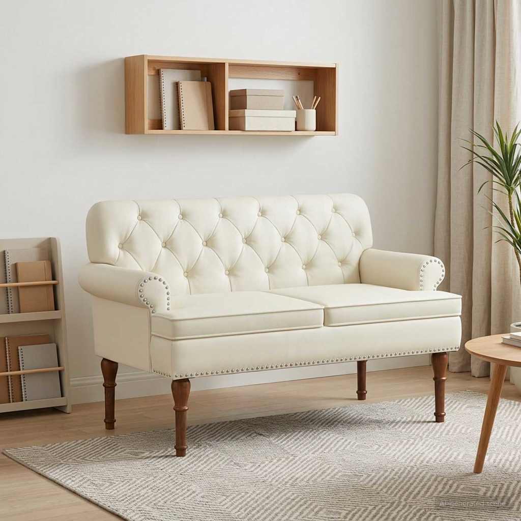 vidaXL Loungebank met knopencomfort Zwart 120 x 65 x 77 cm Kunstleer