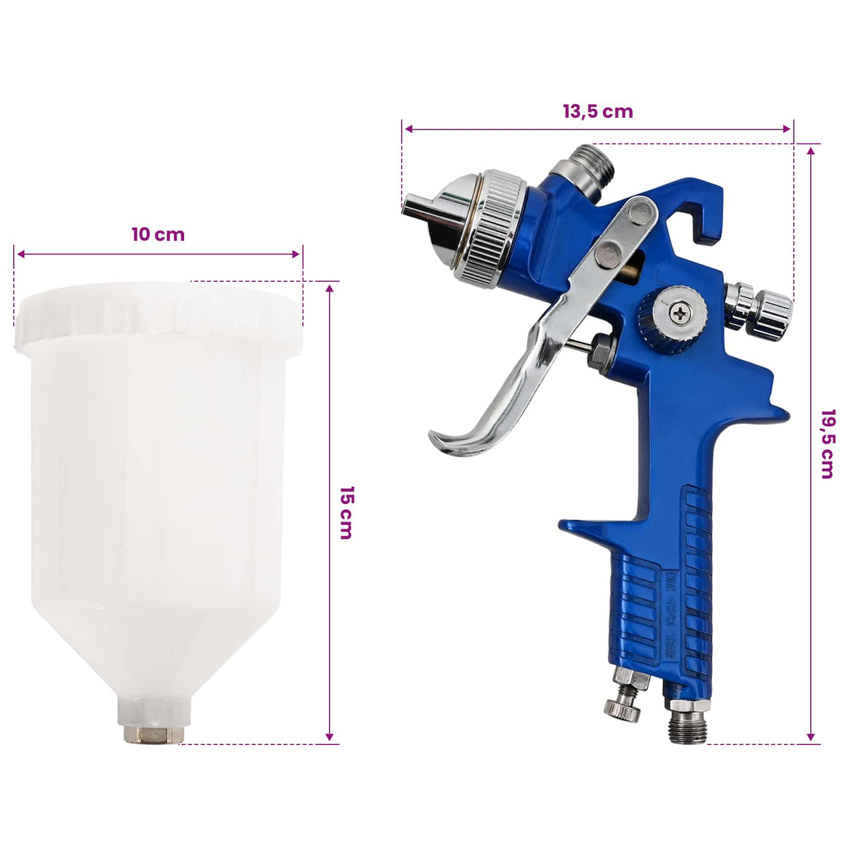 vidaXL HVLP Verfspuitpistool Kit 600 ml Kom 1,3/1,7/2,0 mm Spuitmonden