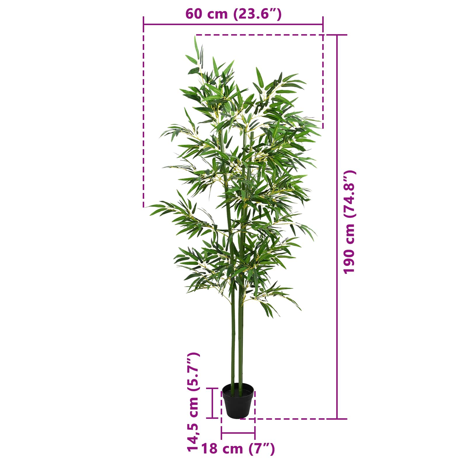 vidaXL Nepp Bambo Boom 4 pcs Groen 60 x 18 x 190 cm Stof en Bamboe