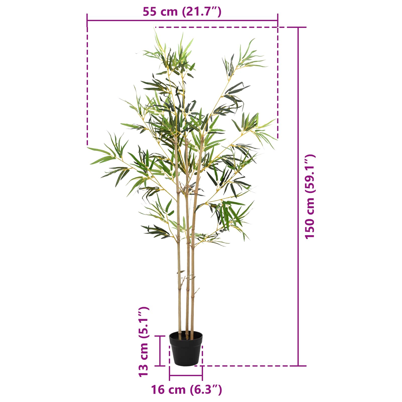 vidaXL Nepp Bambo Boom Groen 55 x 16 x 150 cm Stof en Bamboe