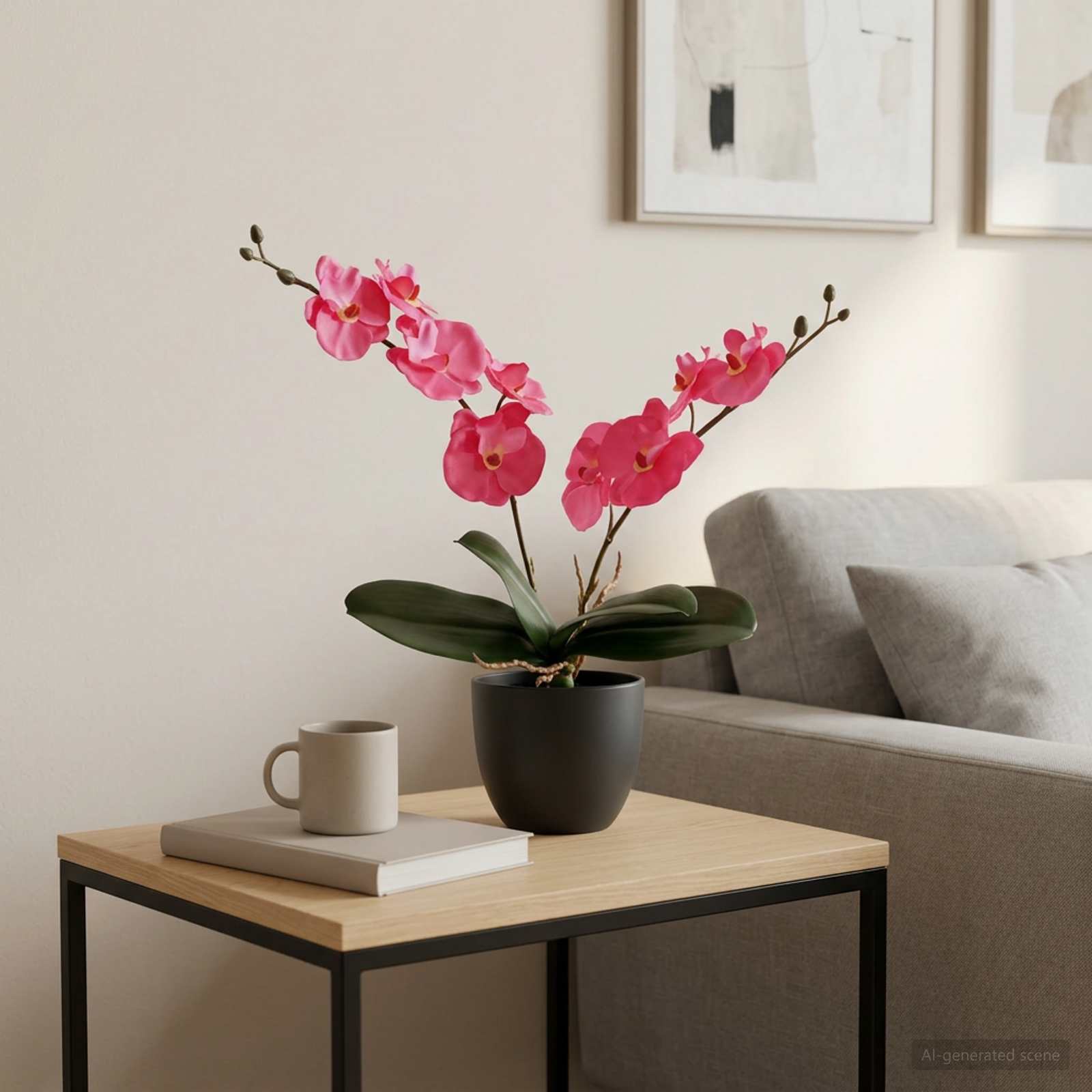 vidaXL Kunstorchidee Plant Rood 36 x 10 x 30 cm Stof, PE en PEVA