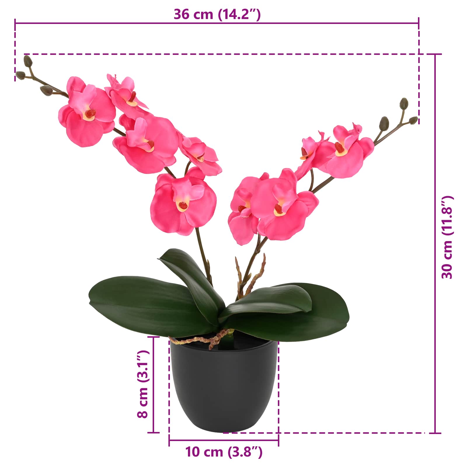 vidaXL Kunstorchidee Plant Rood 36 x 10 x 30 cm Stof, PE en PEVA