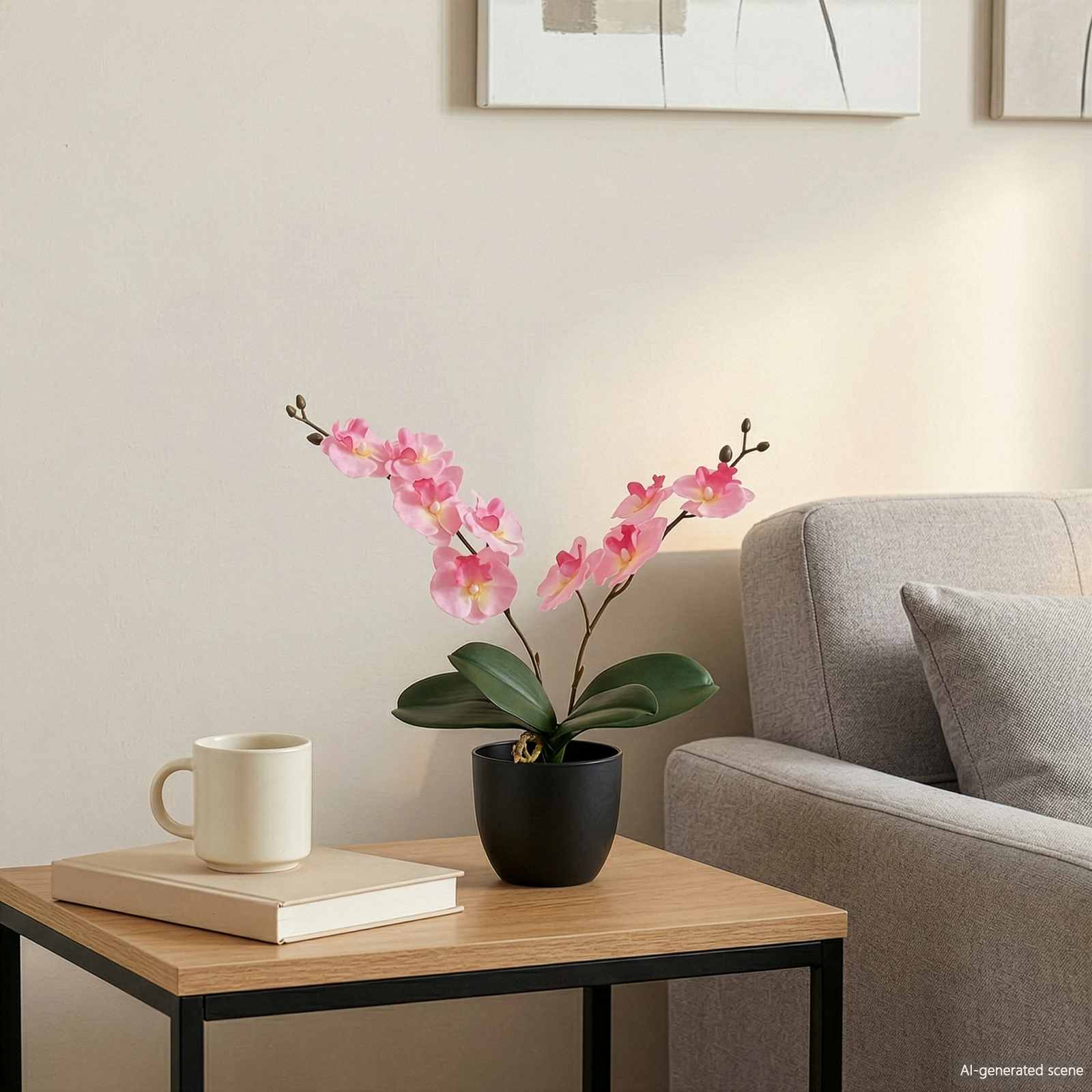 vidaXL Kunstorchidee Plant Rood 36 x 10 x 30 cm Stof, PE en PEVA