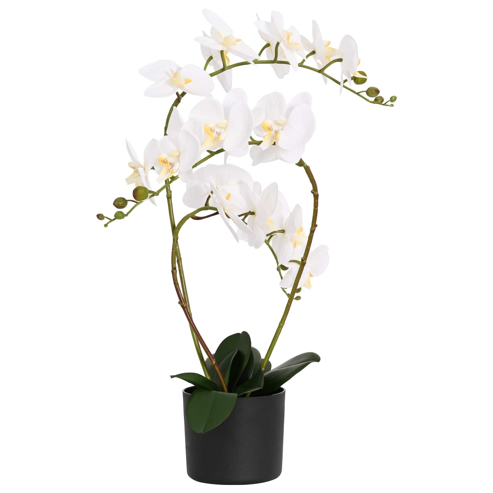 vidaXL Kunstorchidee met pot Wit 45 x 15 x 65 cm Stof, PE en PEVA