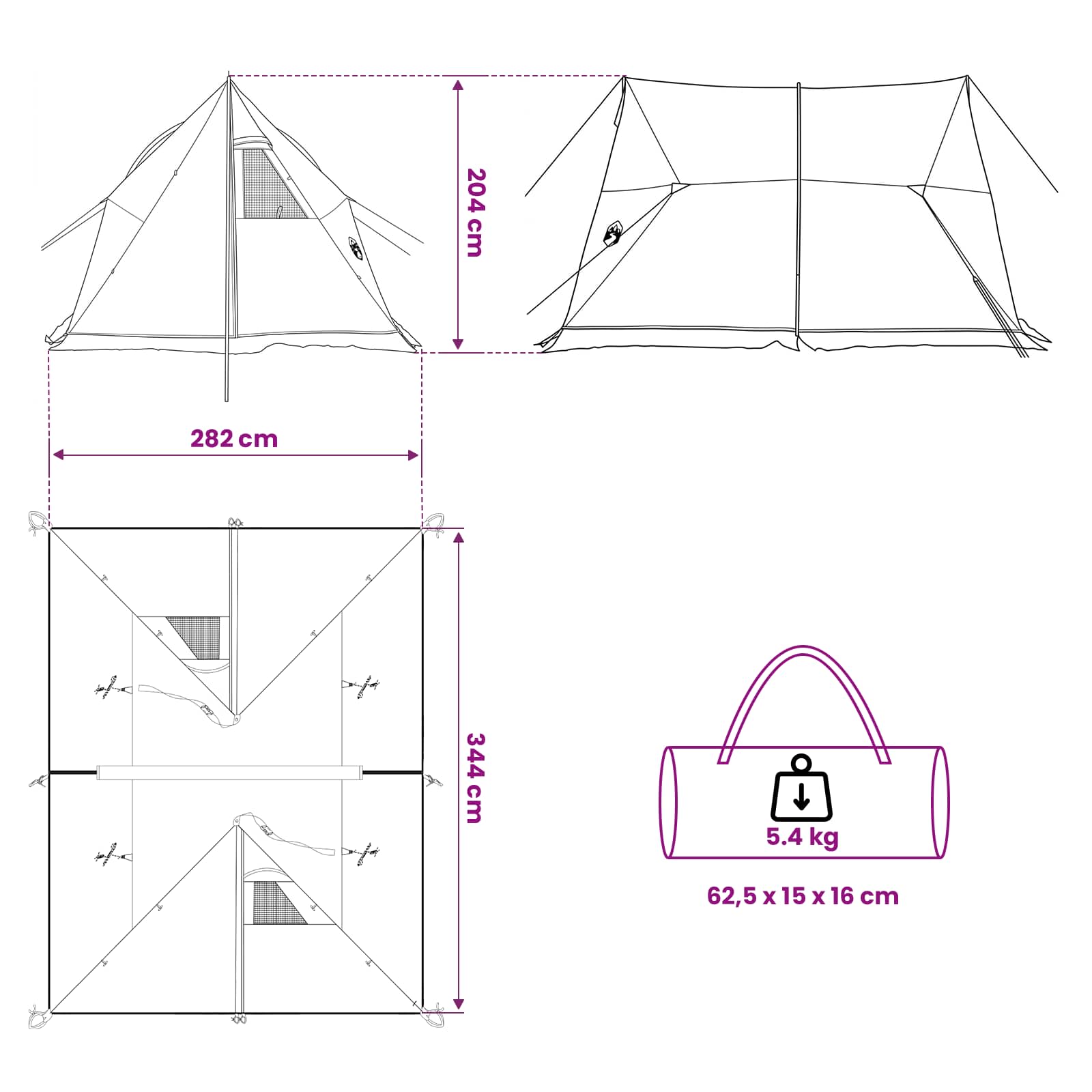 vidaXL Waterdichte Tent -persoons Groen 185T Polyester met PU Coating