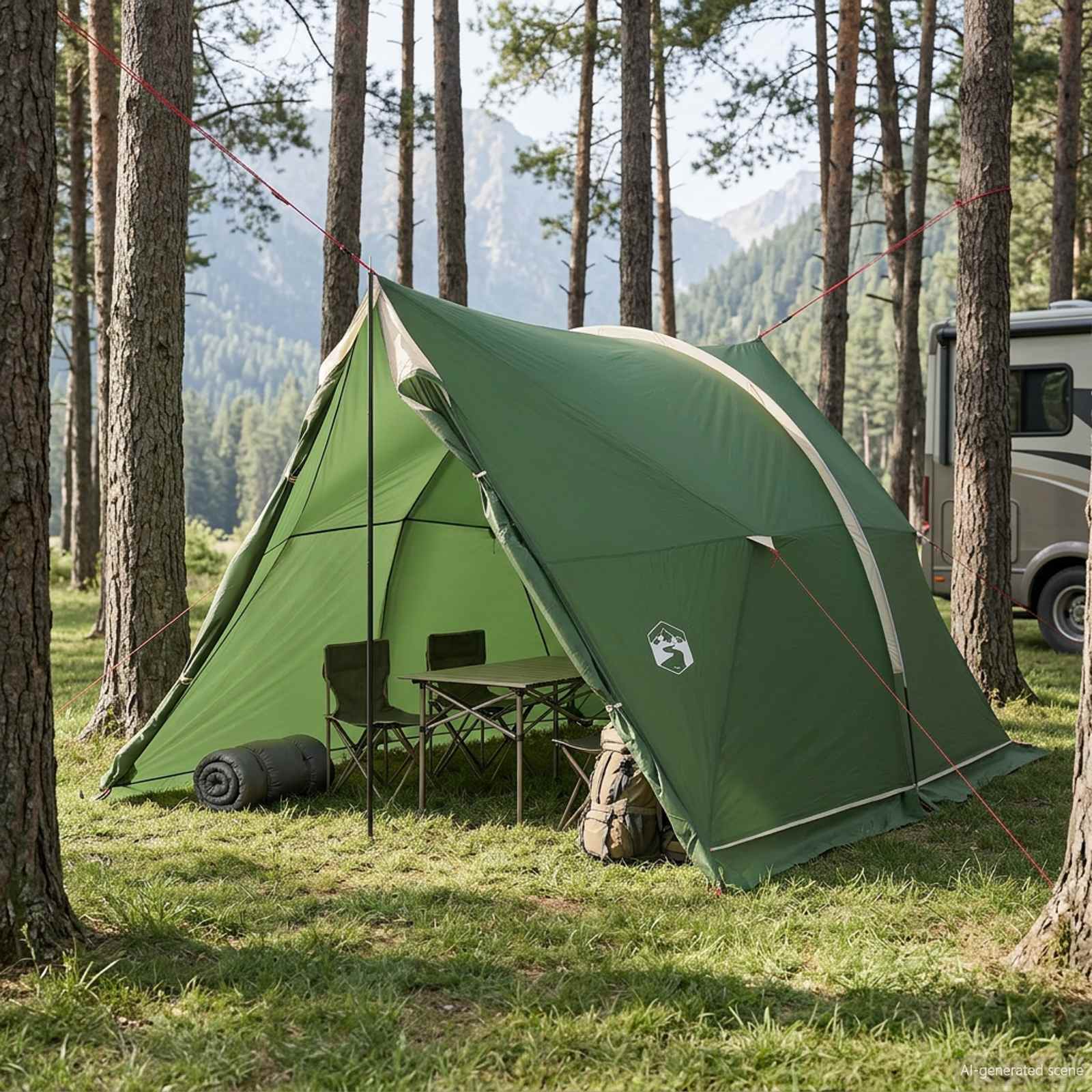 vidaXL Waterdichte Tent -persoons Groen 185T Polyester met PU Coating