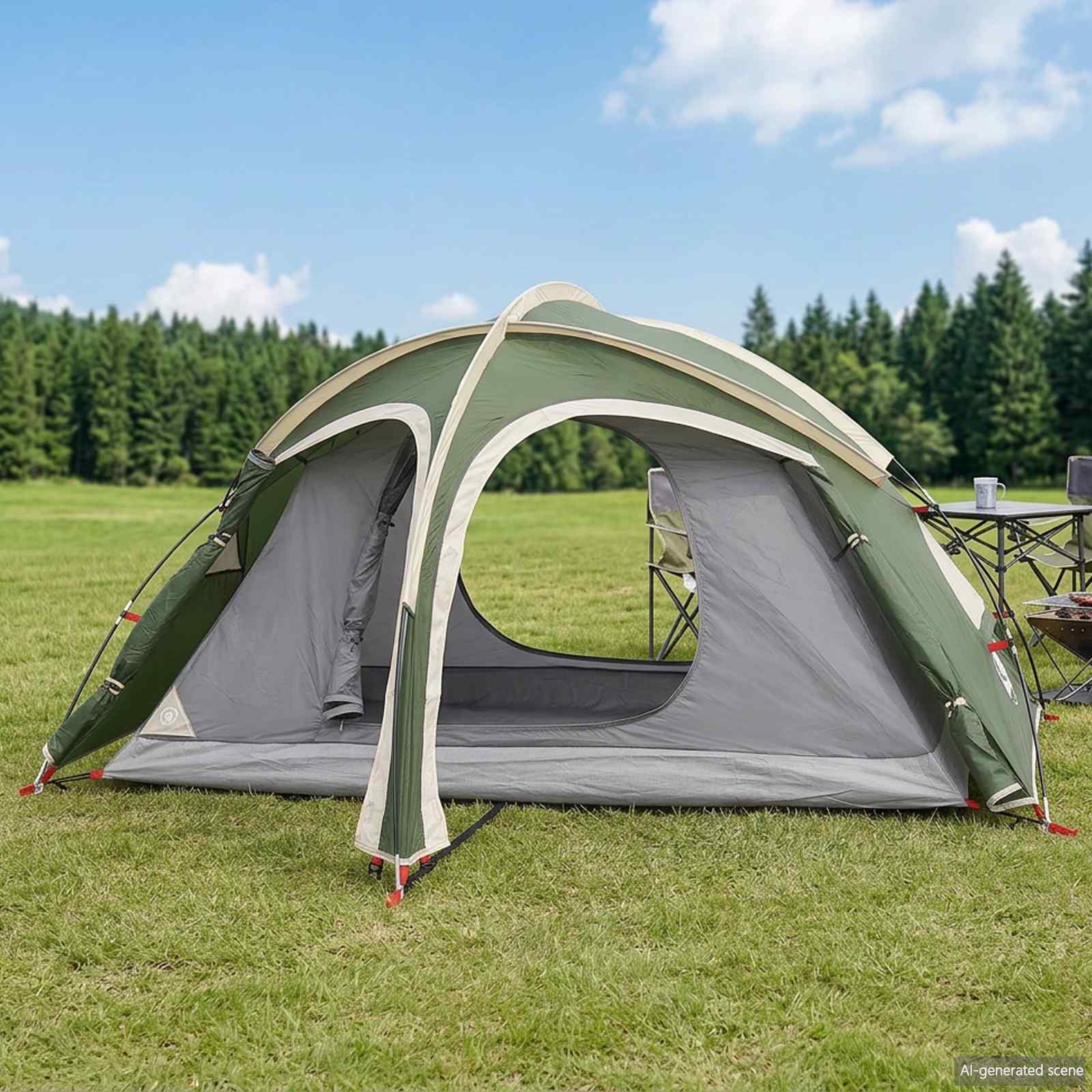vidaXL Trekkingtent met regenhoes waterdicht 2-persoons Groen