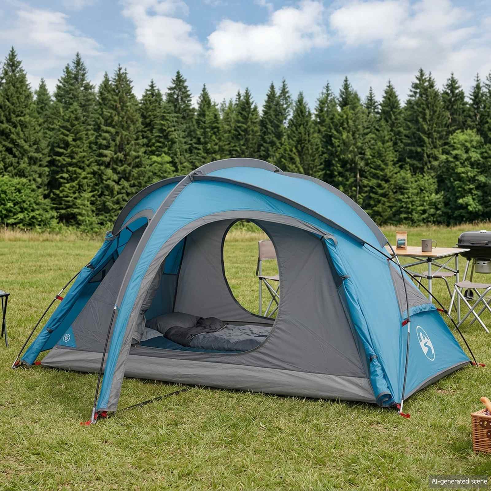 vidaXL Trekkingtent met regenhoes waterdicht 2-persoons Groen