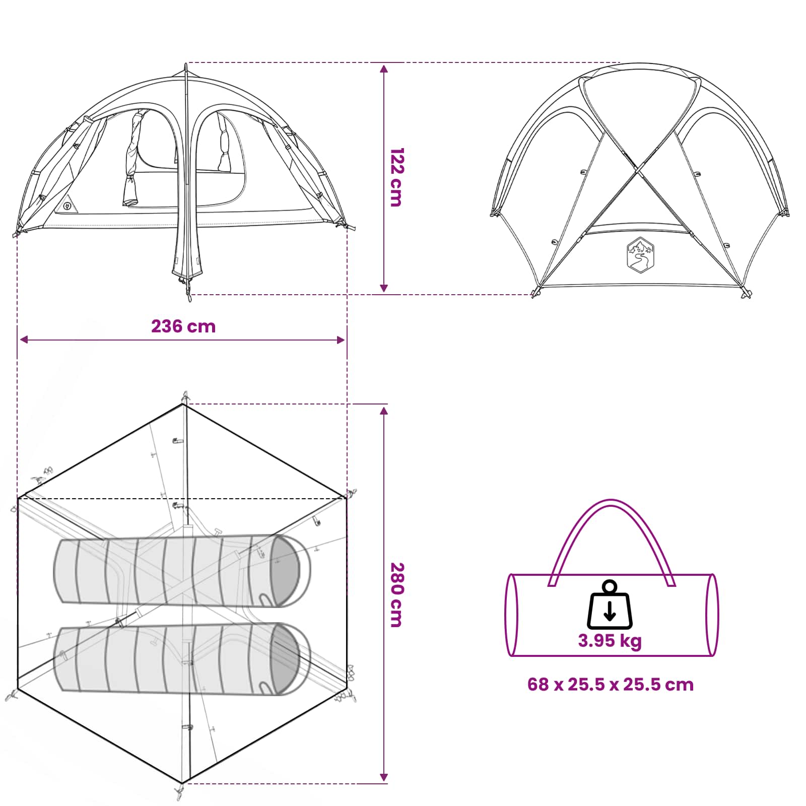 vidaXL Trekkingtent met regenhoes waterdicht 2-persoons Groen