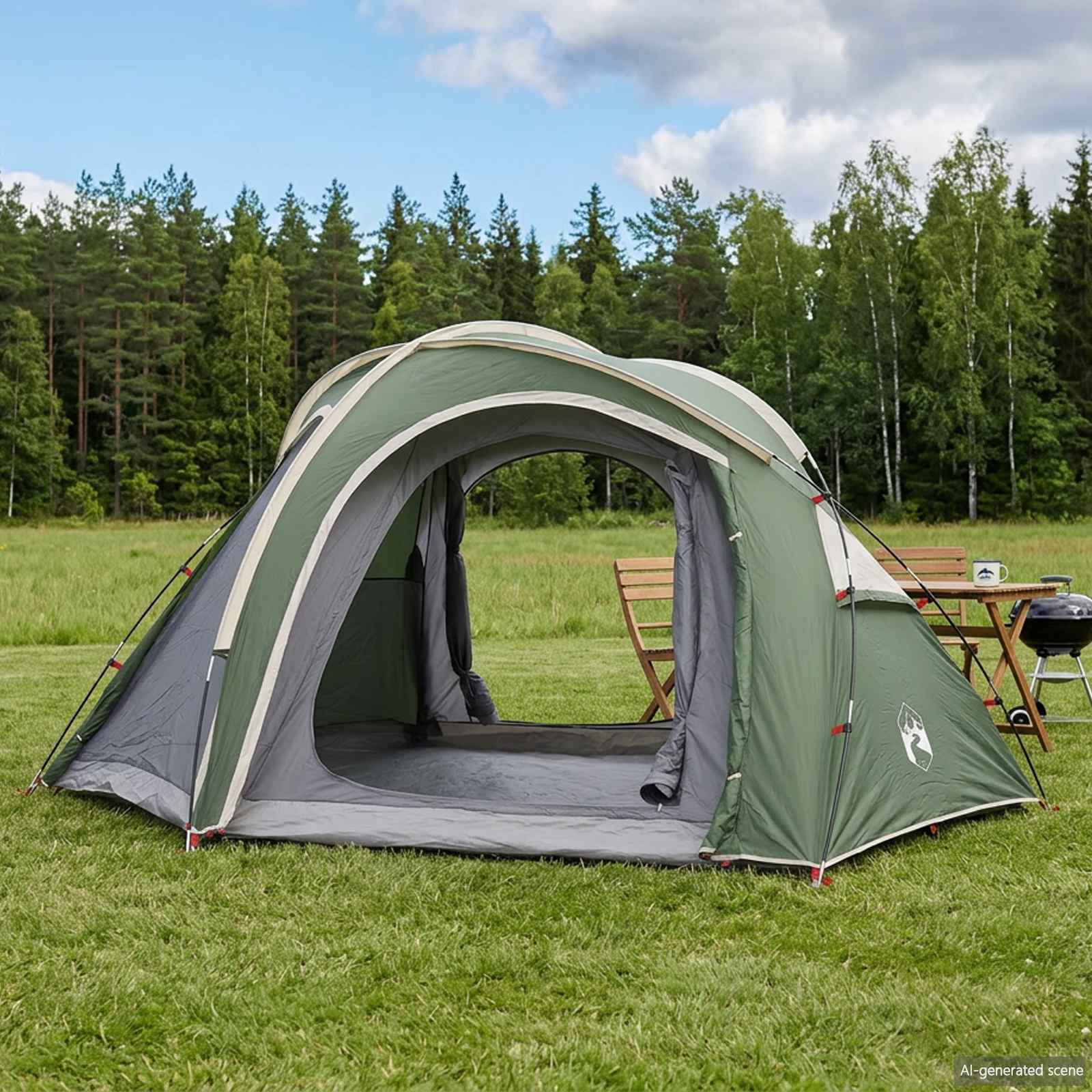 vidaXL Trekkingtent met regenhoes waterdicht 2-persoons Groen