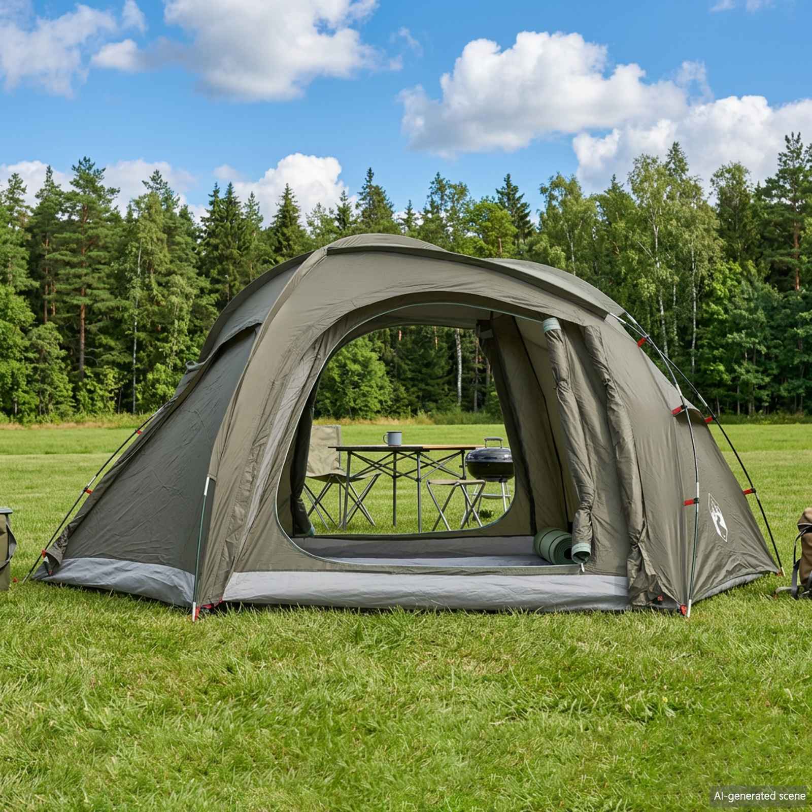 vidaXL Trekkingtent met regenhoes waterdicht 2-persoons Groen