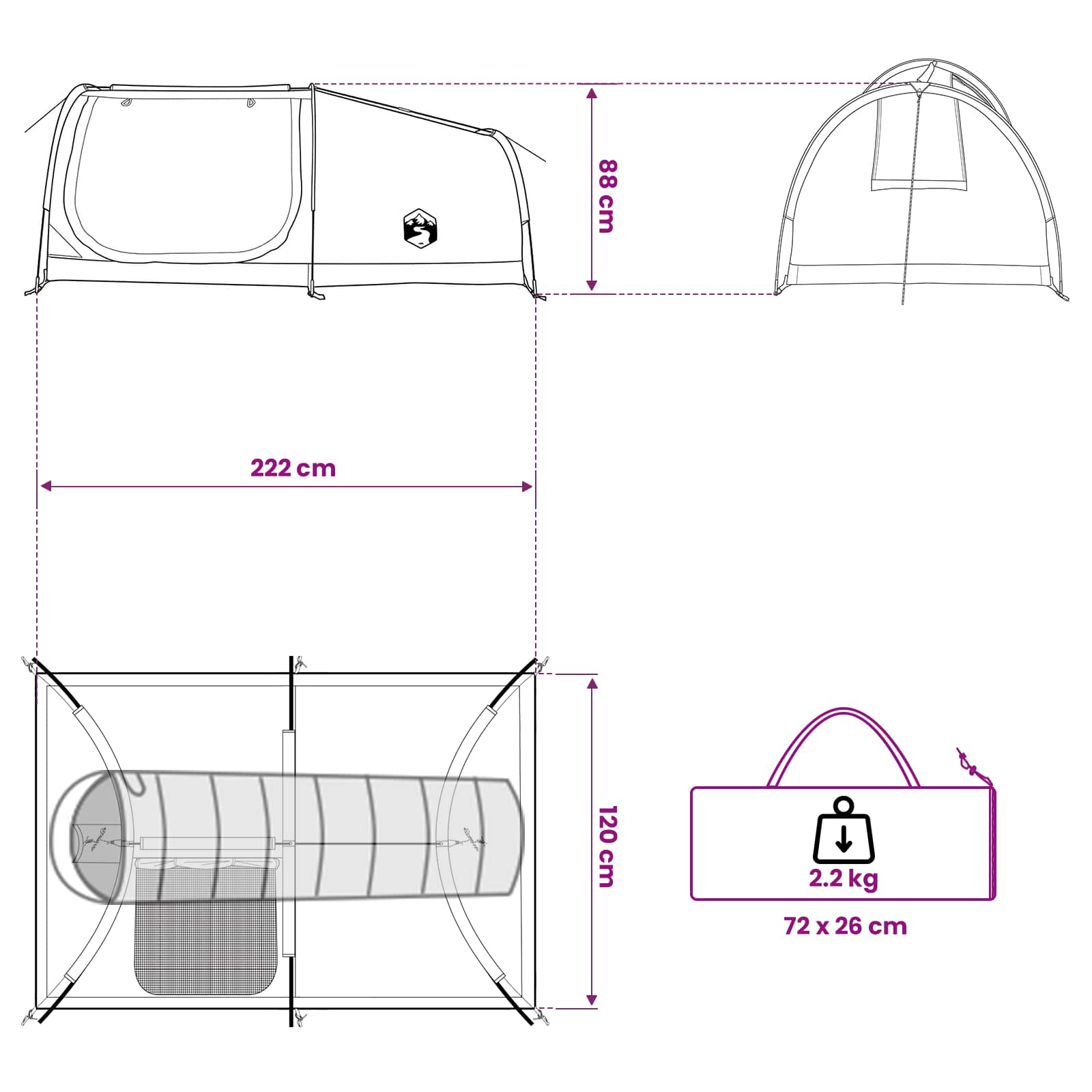 vidaXL Hiking Tent Waterdicht 1-persoons 1-Persoons Groen