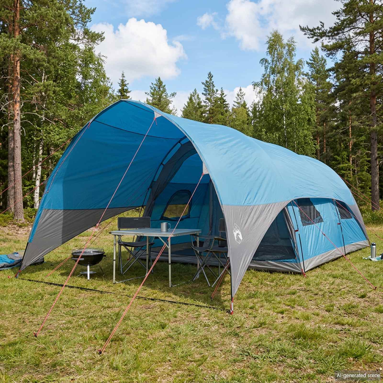 vidaXL Tunnel Tent met Waterdichte Regenhoes 10-persoons Groen