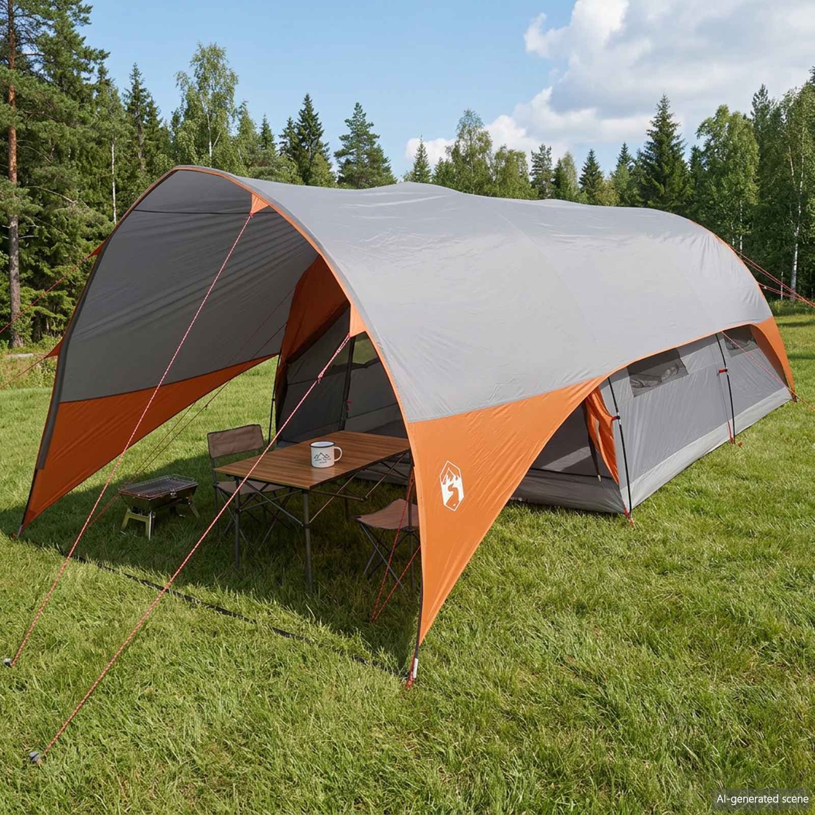 vidaXL Tunnel Tent met Waterdichte Regenhoes 10-persoons Groen