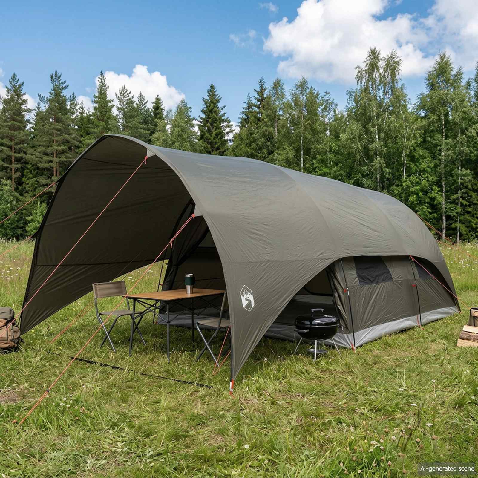 vidaXL Tunnel Tent met Waterdichte Regenhoes 10-persoons Groen