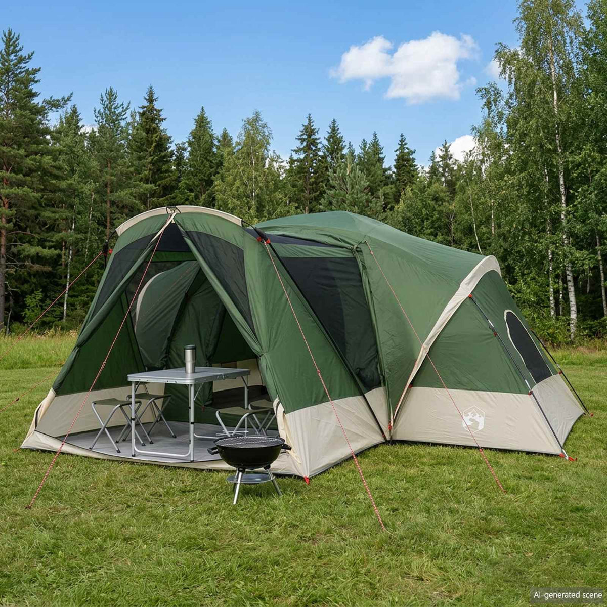 vidaXL Trekkingtent met waterdichte regenfly 10-persoons Groen