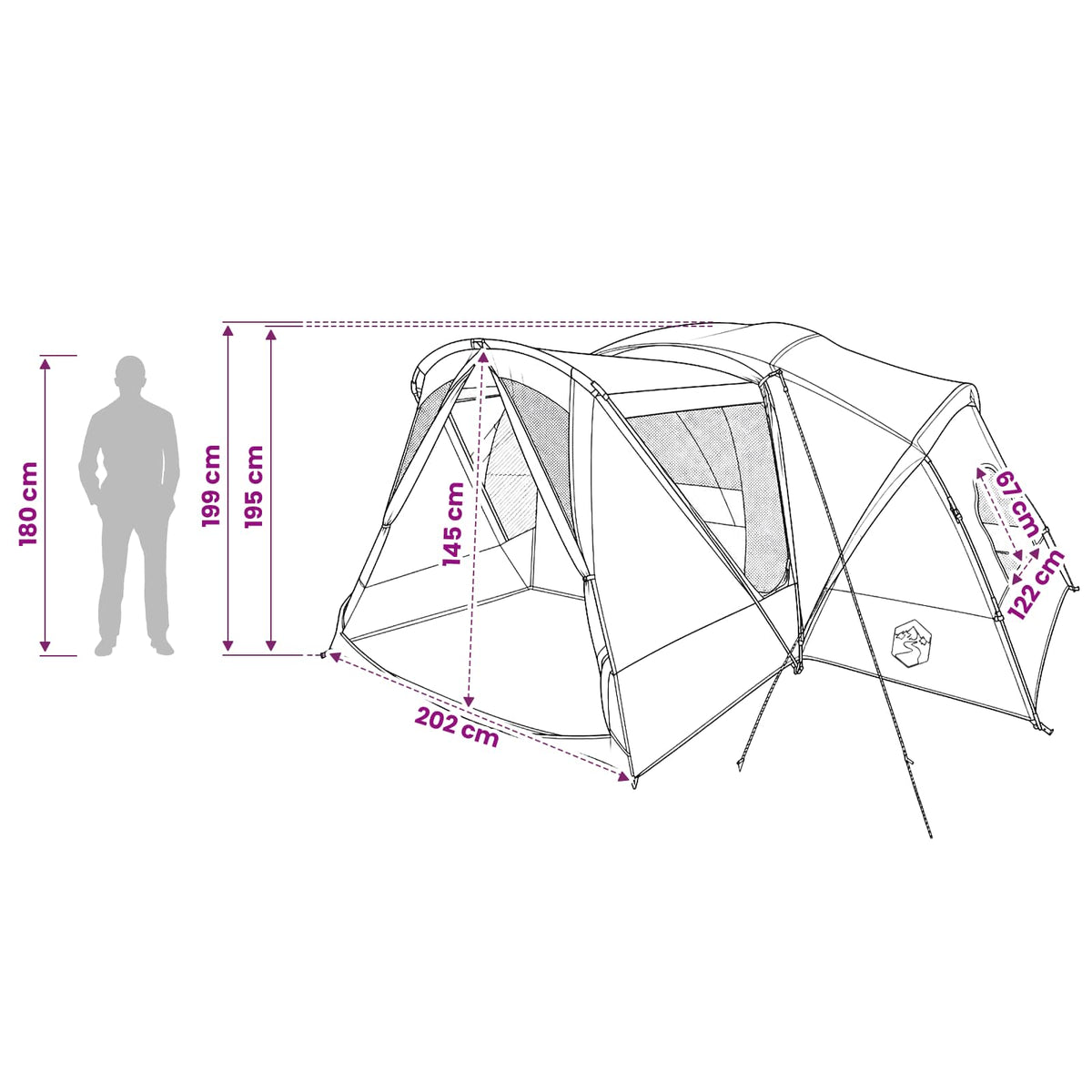 vidaXL Trekkingtent met waterdichte regenfly 10-persoons Groen