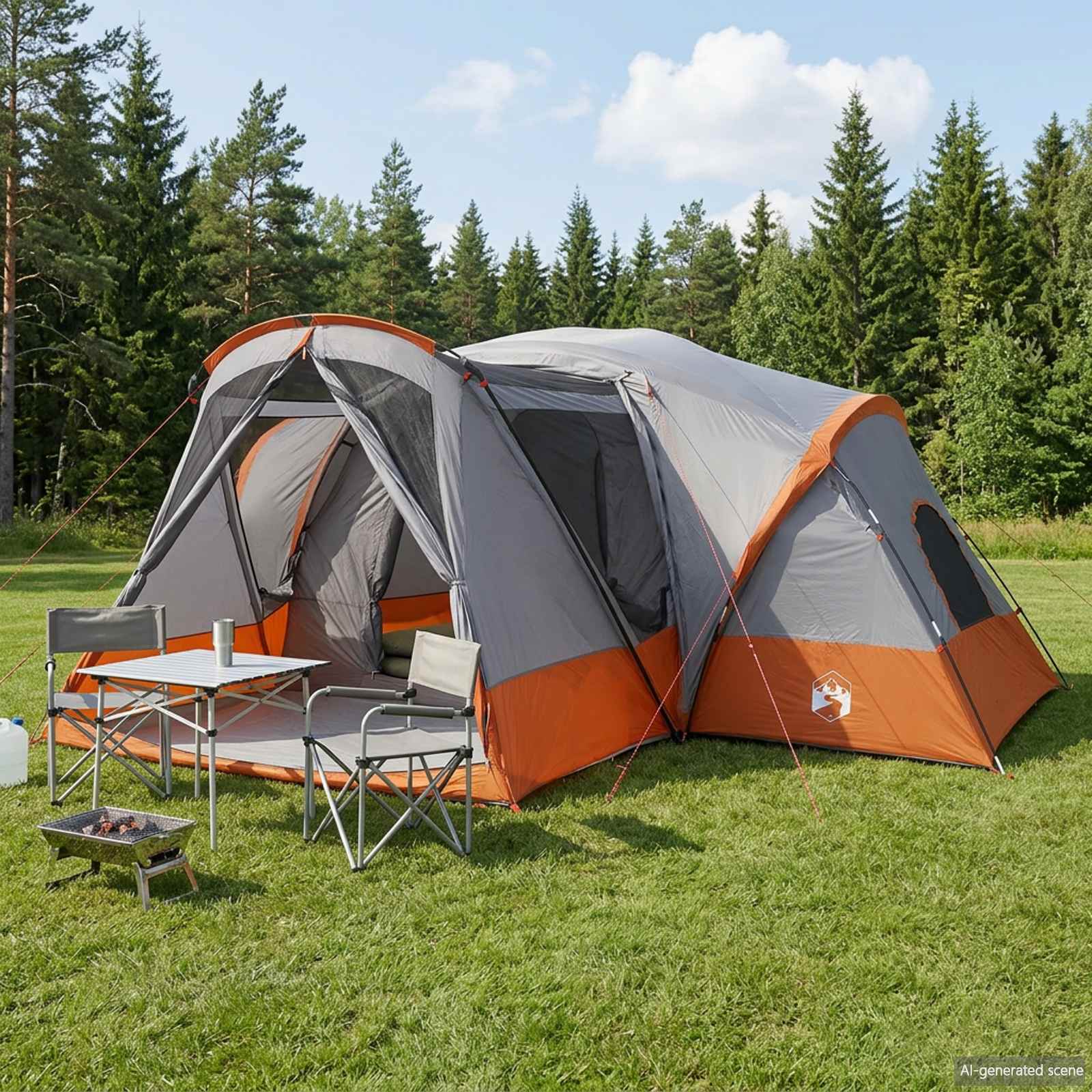 vidaXL Trekkingtent met waterdichte regenfly 10-persoons Groen